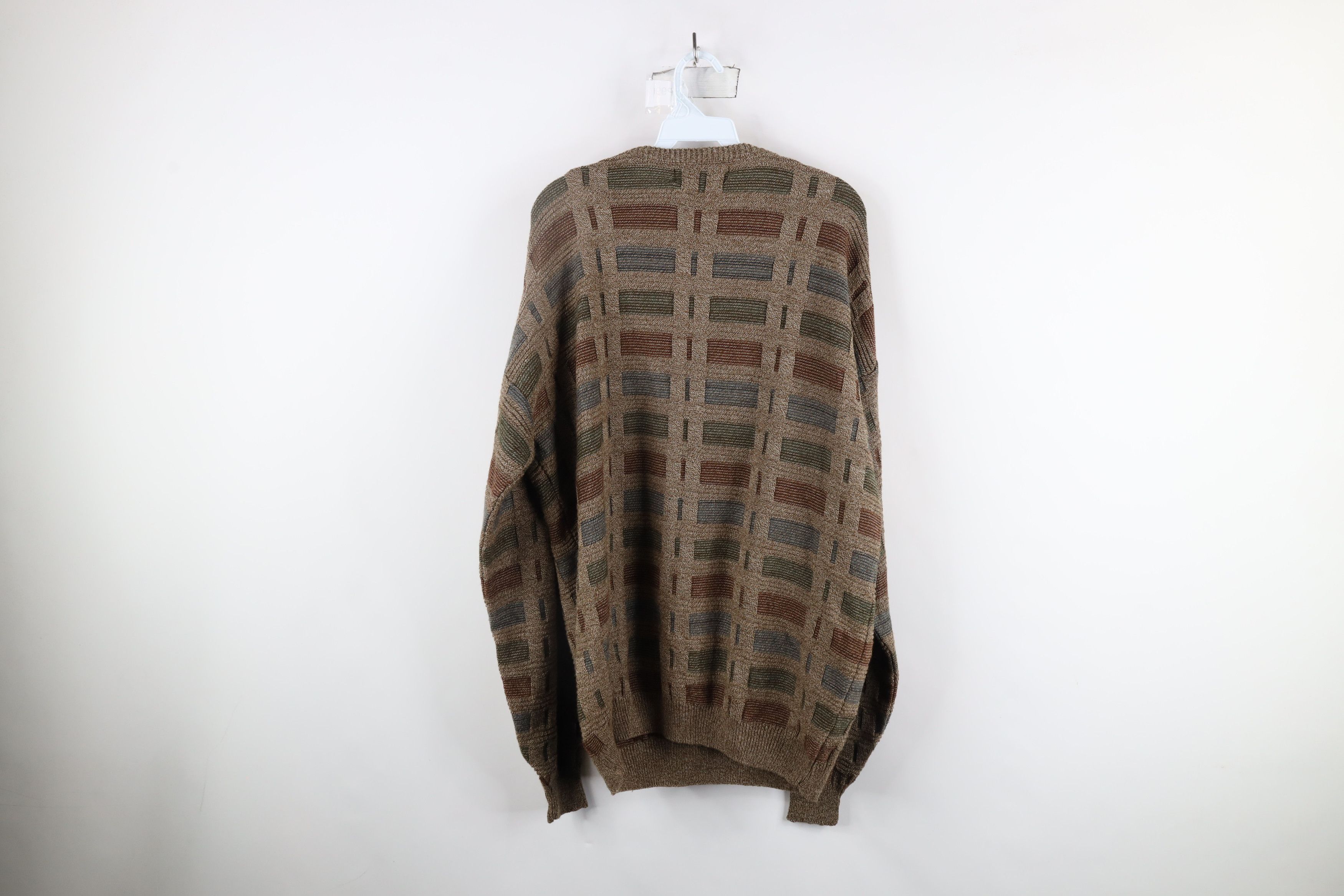Vintage Vintage 90s Coogi Style Knit Earth Tone Crewneck Sweater Size US L / EU 52-54 / 3 - 6 Thumbnail