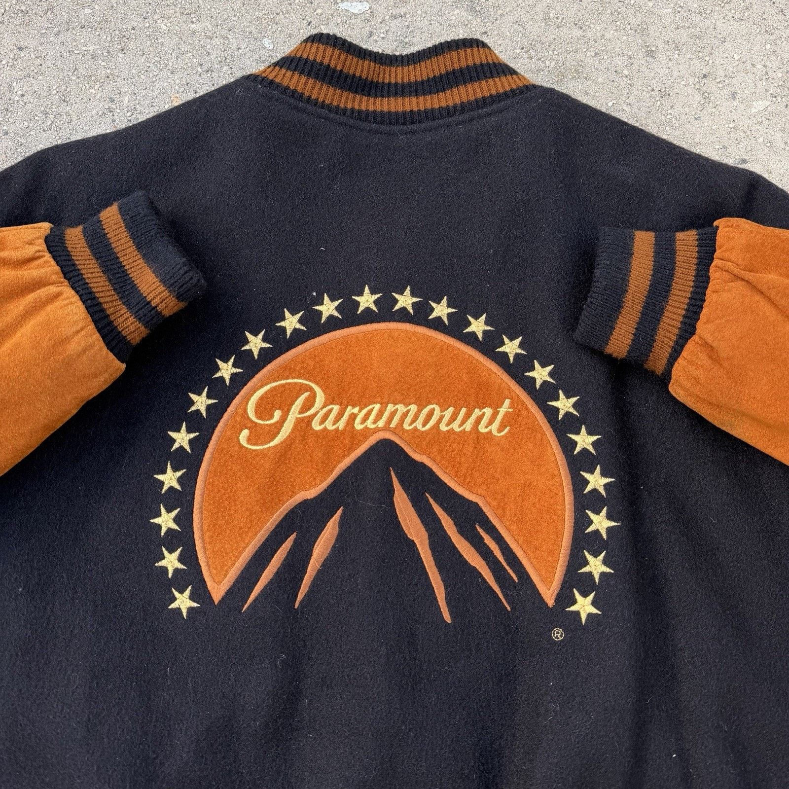 Leather × Vintage Vintage 90s Paramount Pictures Suede Leather Varsity Jacket Size US XL / EU 56 / 4 - 1 Thumbnail