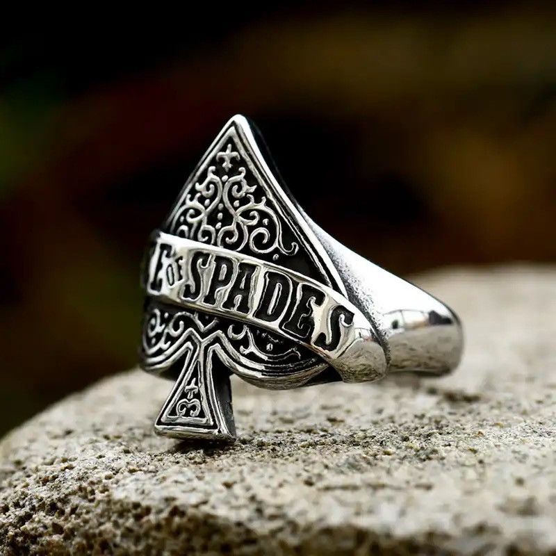 Jewelry × Vintage Creative Design High Quality Ace Of Spade Playing Card Ring Size ONE SIZE - 4 Thumbnail