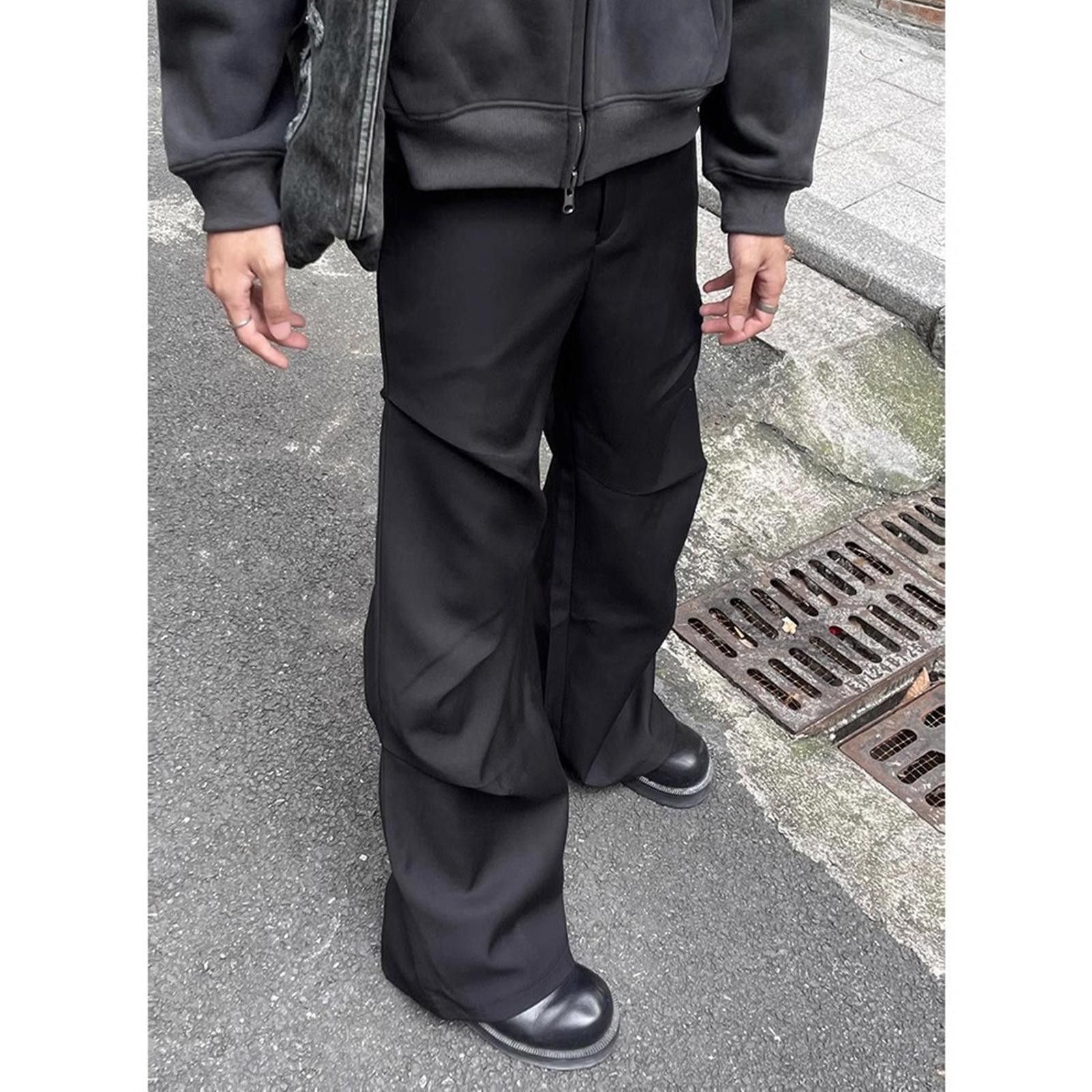 Japanese Brand Black Wide Leg Pants, Flared Baggy Men's Trousers Size US 32 / EU 48 - 4 Thumbnail