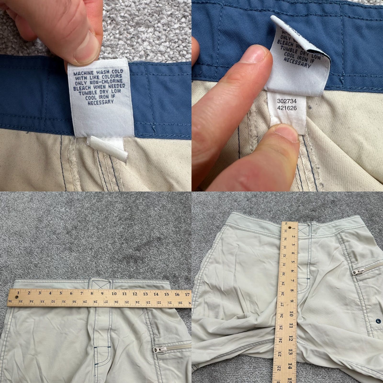 Old Navy VINTAGE Old Navy Cargo Board Shorts Mens S Beige 100% Nylon Swim Water Breathable Pockets Elastic Waist Beach 90s Mens Size US 29 - 8 Thumbnail