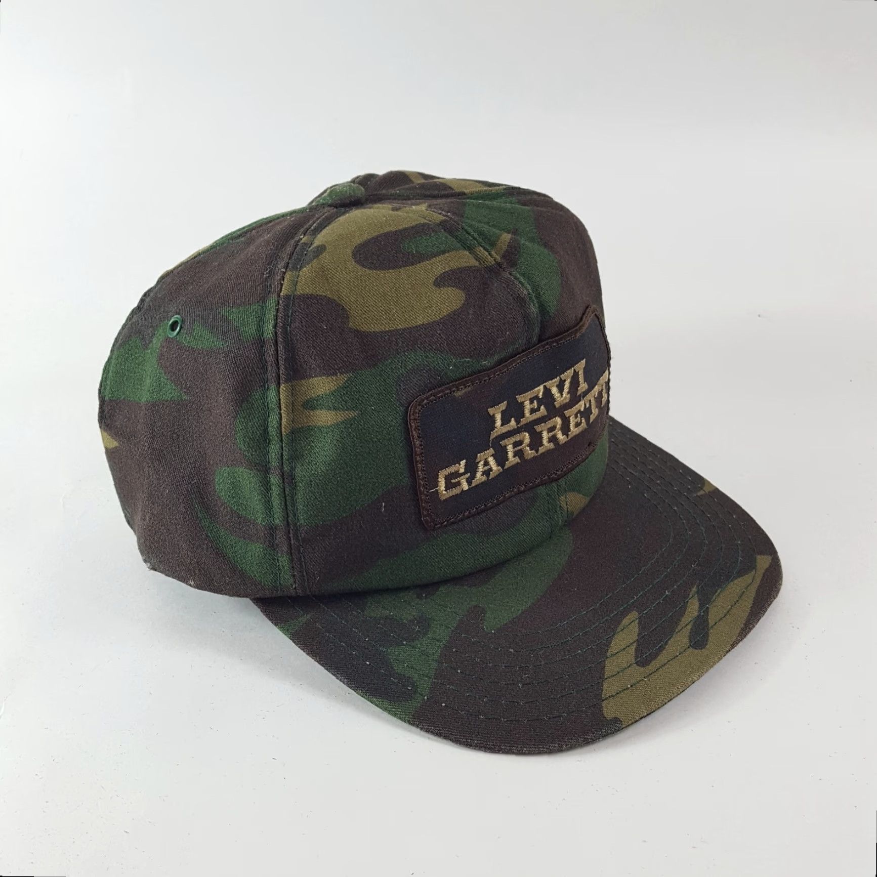 Vintage VINTAGE Levi Garrett Camo Snapback Hat | Adjustable One Size | Green | 80s 90s USA Outdoors Mens Size ONE SIZE - 4 Thumbnail