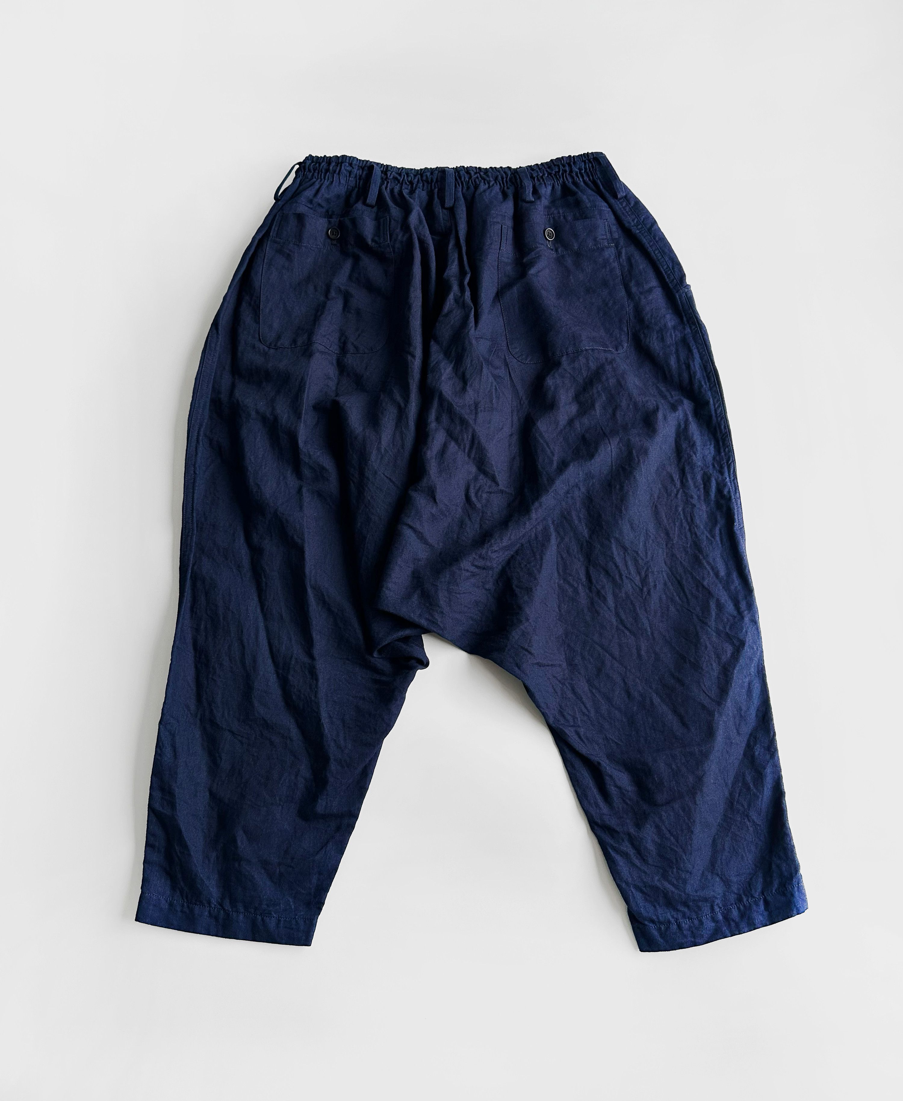 Yohji Yamamoto Indigo Dye Drop Crotch Cropped Trouser | JP3 (fit 28-34) Size US 32 / EU 48 - 2 Thumbnail