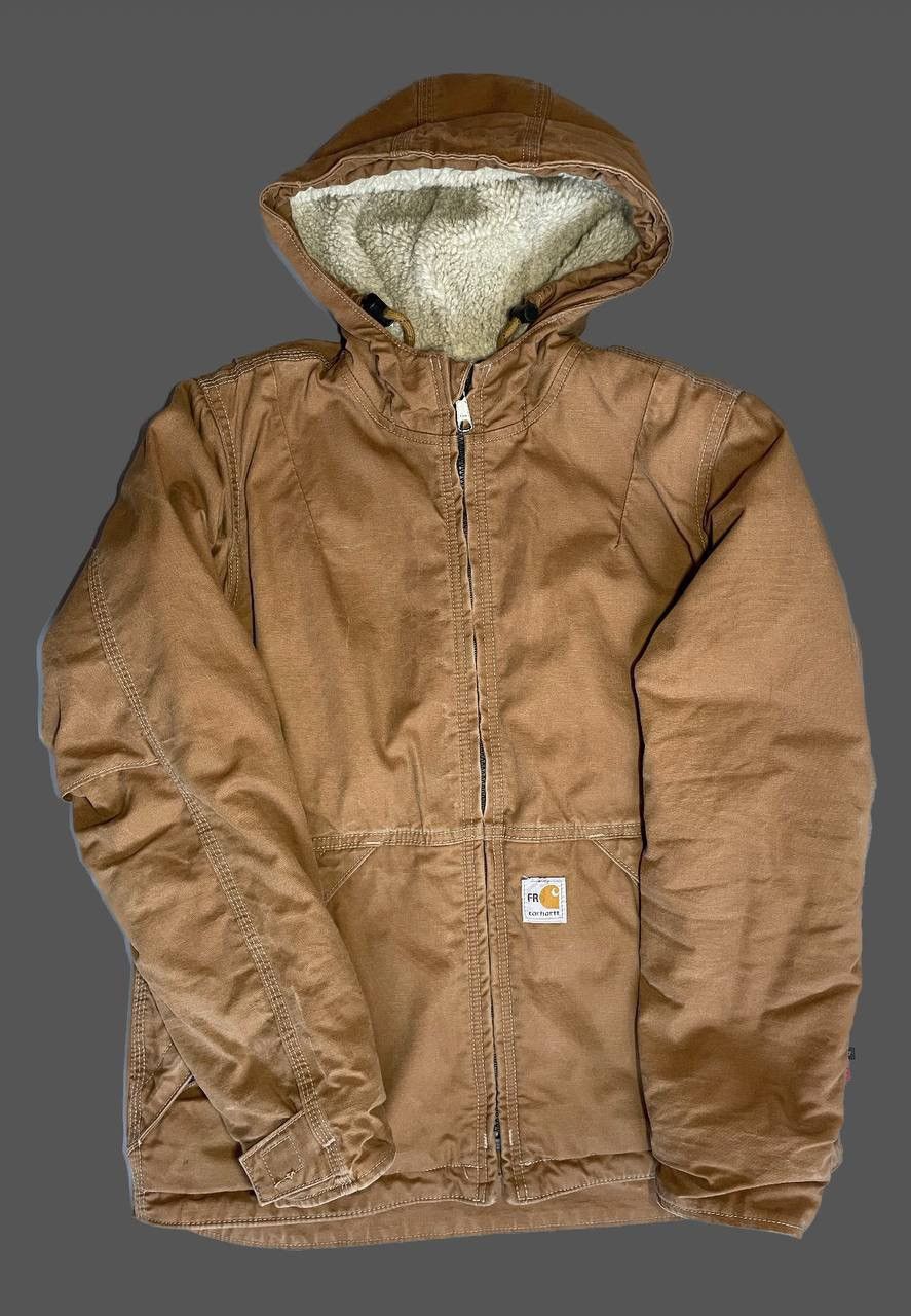 Image of 90's Vintage Carhartt Fr Active Jacket Khaki Denim Size Xs, Men's