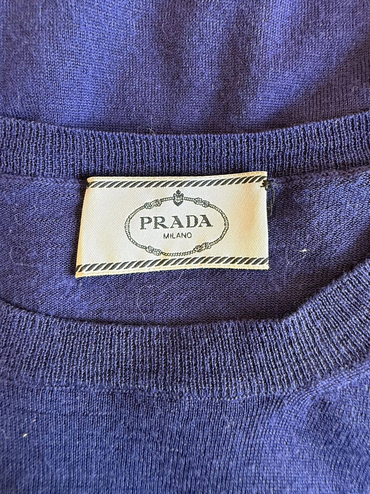 Prada Prada FW2018 Fine-Gauge Knit Crewneck Sweater in Cobalt Blue Size M / US 6-8 / IT 42-44 - 3 Thumbnail