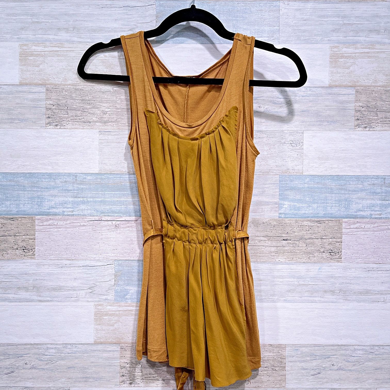 J.Crew × Vintage J CREW Wool Silk Tie Waist Tank Mustard Yellow Womens XXS Size XXS / US 00 / IT 34 - 1 Thumbnail