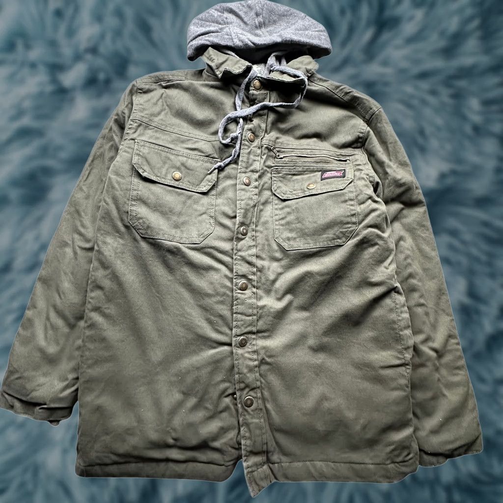 Dickies Dickies Olive Green Duck Canvas Work Hooded Lined Jacket Mens Small Full Zip Pockets Button Zip Outdoors Workwear Mens Size US S / EU 44-46 / 1 - 1 Thumbnail