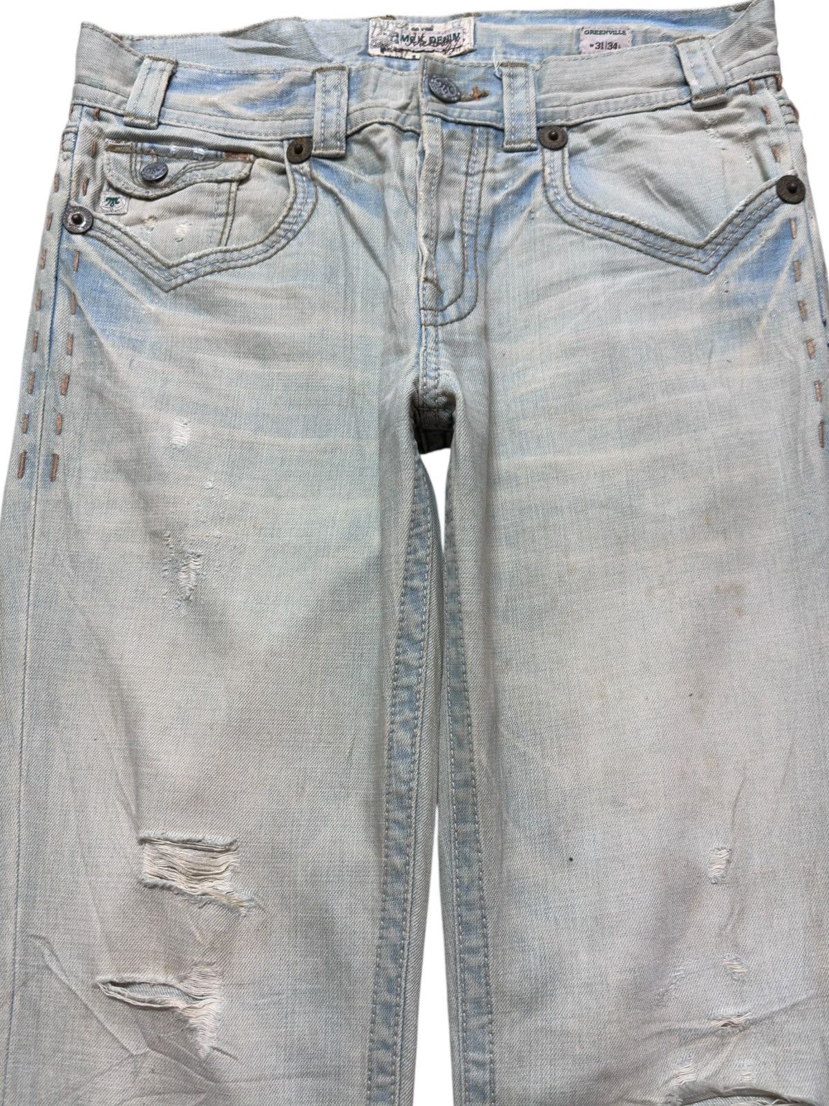 Mek Denim Vintage MekDenim Faded Mudwash Distressed Denim Size US 33 - 2 Thumbnail
