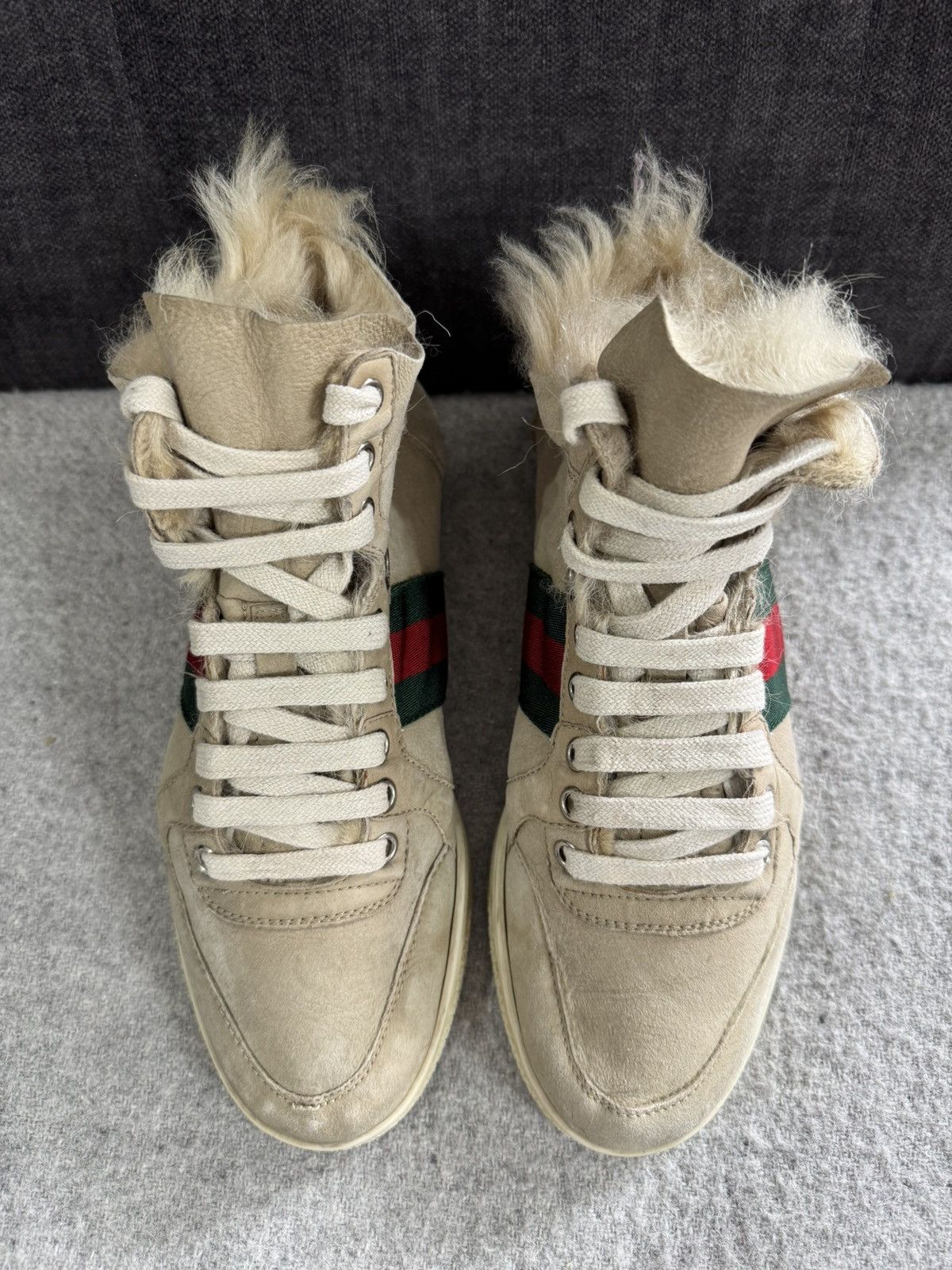 Gucci Gucci Ace High Top Mongolian Lambskin Sneakers Fur 36 Size US 6 / IT 36 - 4 Thumbnail