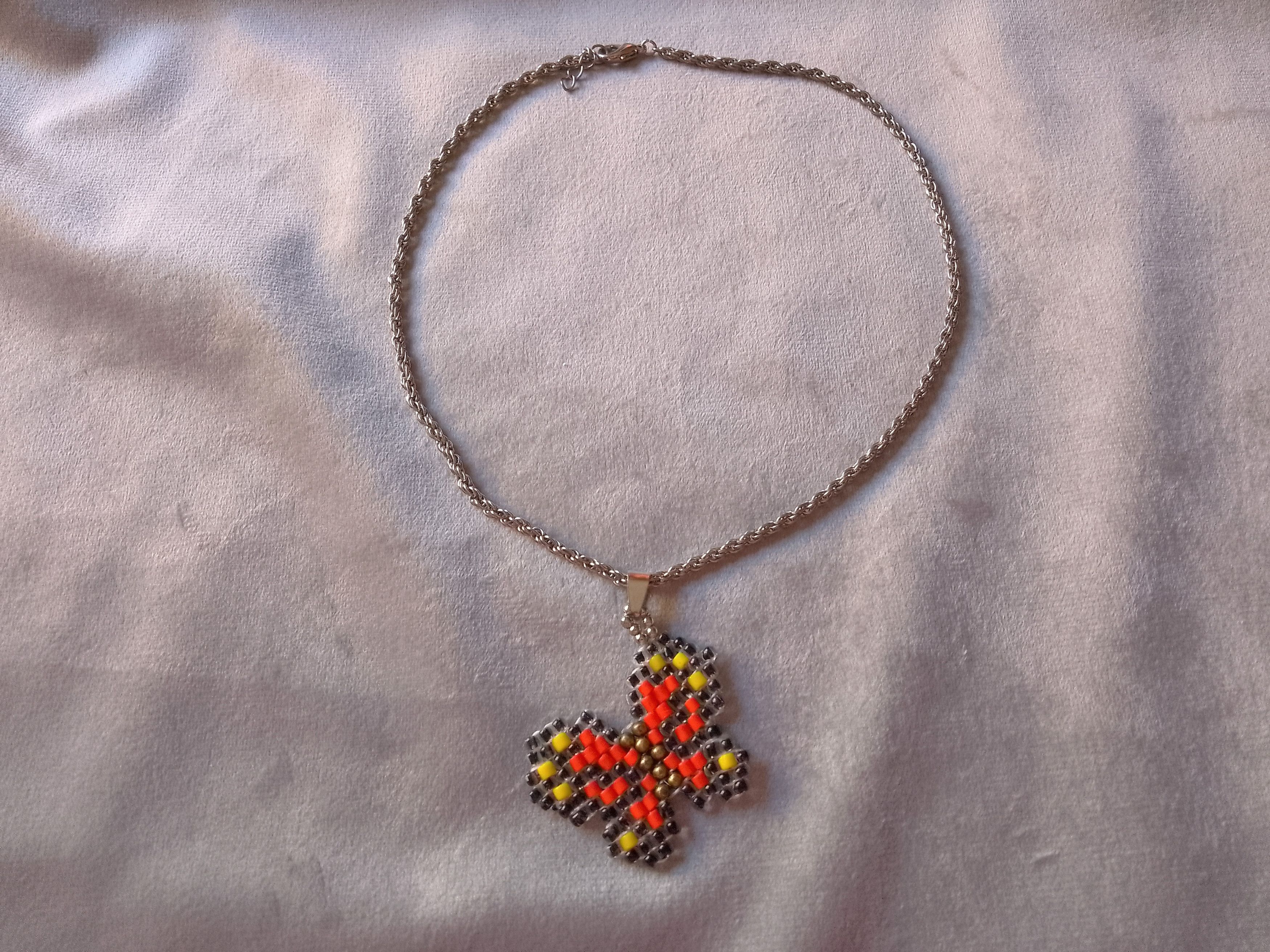 Handmade Necklace Pendant Beaded Butterfly Red Elegant Size ONE SIZE - 5 Thumbnail
