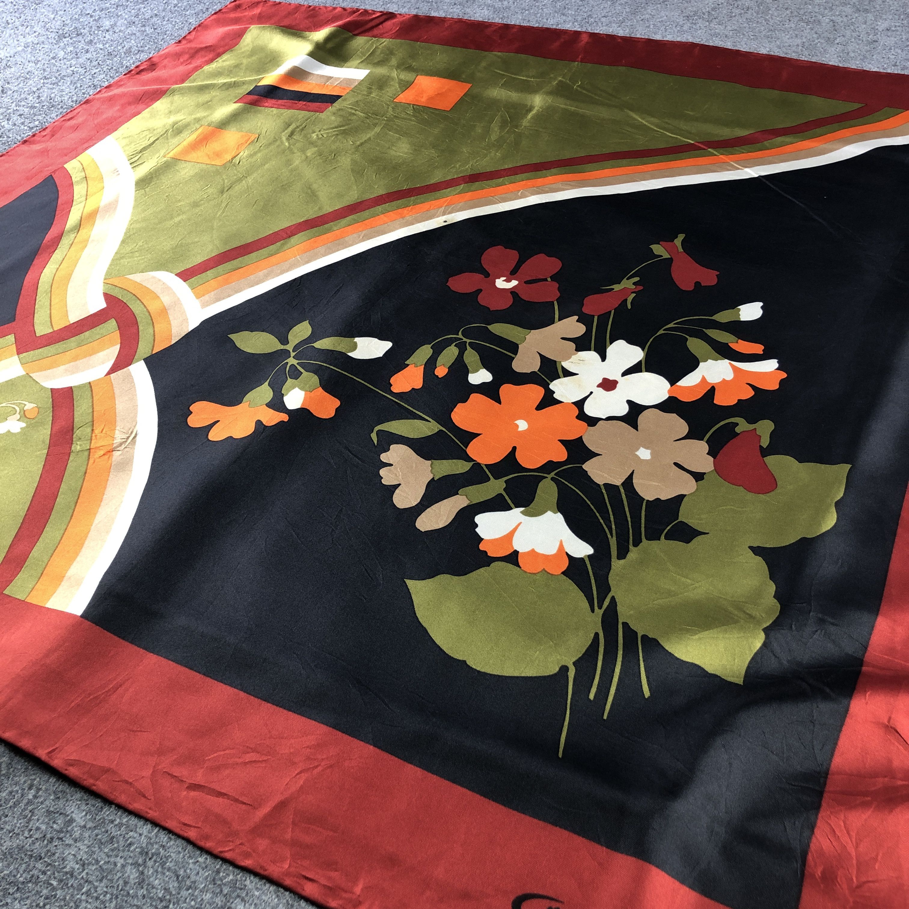 Caruso Vintage Caruso Floral Hand Rolled Silk Scarf M1344 Size ONE SIZE - 3 Thumbnail
