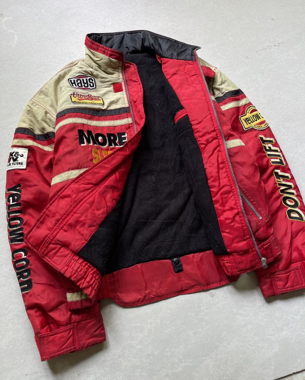 YELLOW CORN 🔥Vtg Yellow Corn Full Patches Nascar Racing Bomber Jacket Size US L / EU 52-54 / 3 - 12 Thumbnail