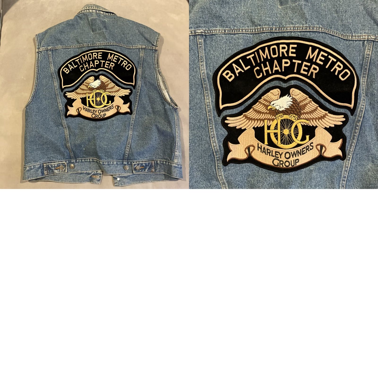 Harley Davidson VINTAGE Harley Davidson Denim Biker Vest XL RARE HOG Pins Baltimore Patch Size US XL / EU 56 / 4 - 8 Thumbnail