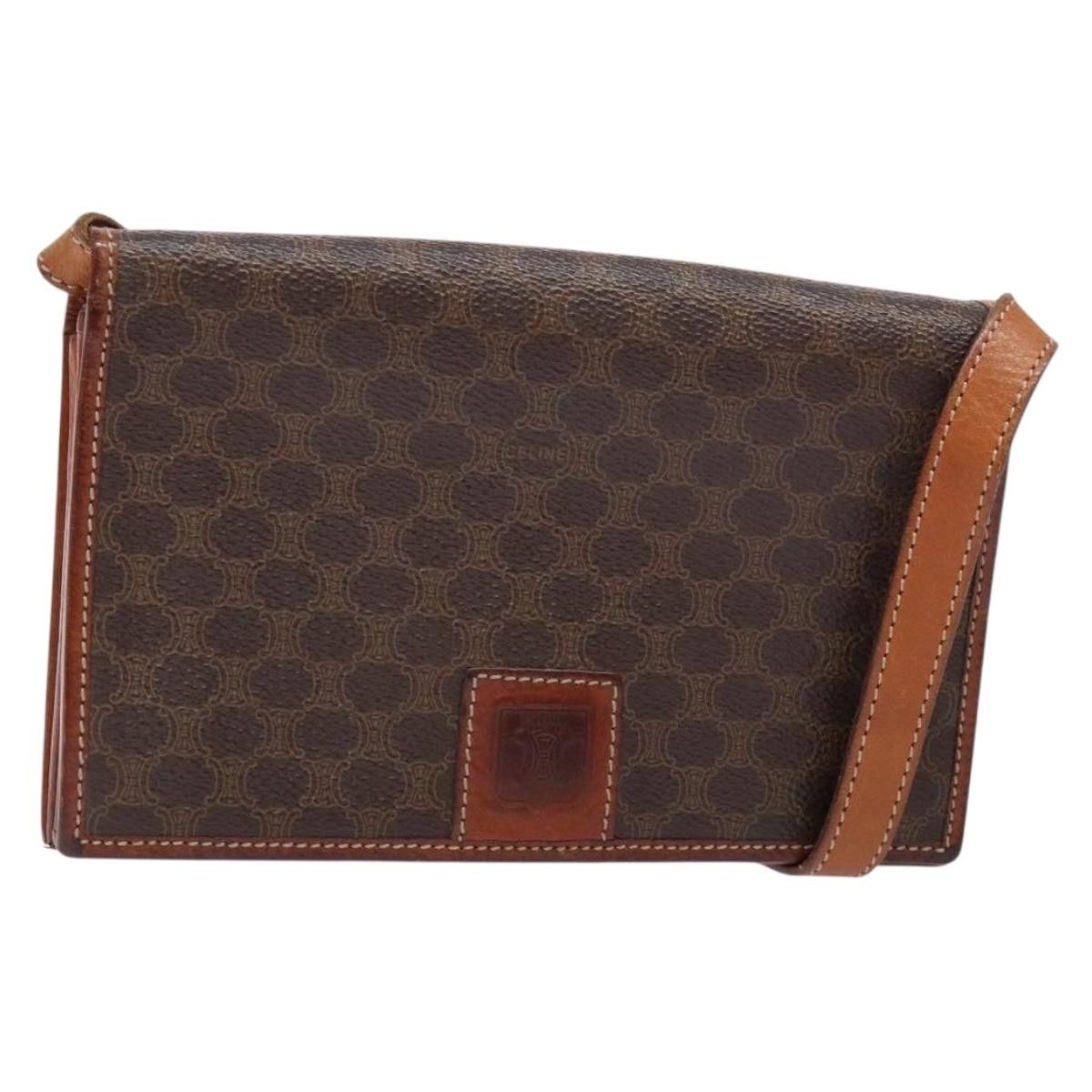 Celine CELINE Macadam Canvas Shoulder Bag Pvc Leather Brown Gold Size ONE SIZE - 1 Thumbnail