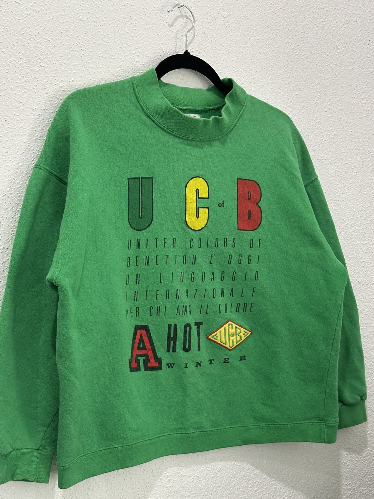 United Colors Of Benetton VTG 90s United Colors of Benetton Green Mock Neck Pullover M Size M / US 6-8 / IT 42-44 - 4 Thumbnail