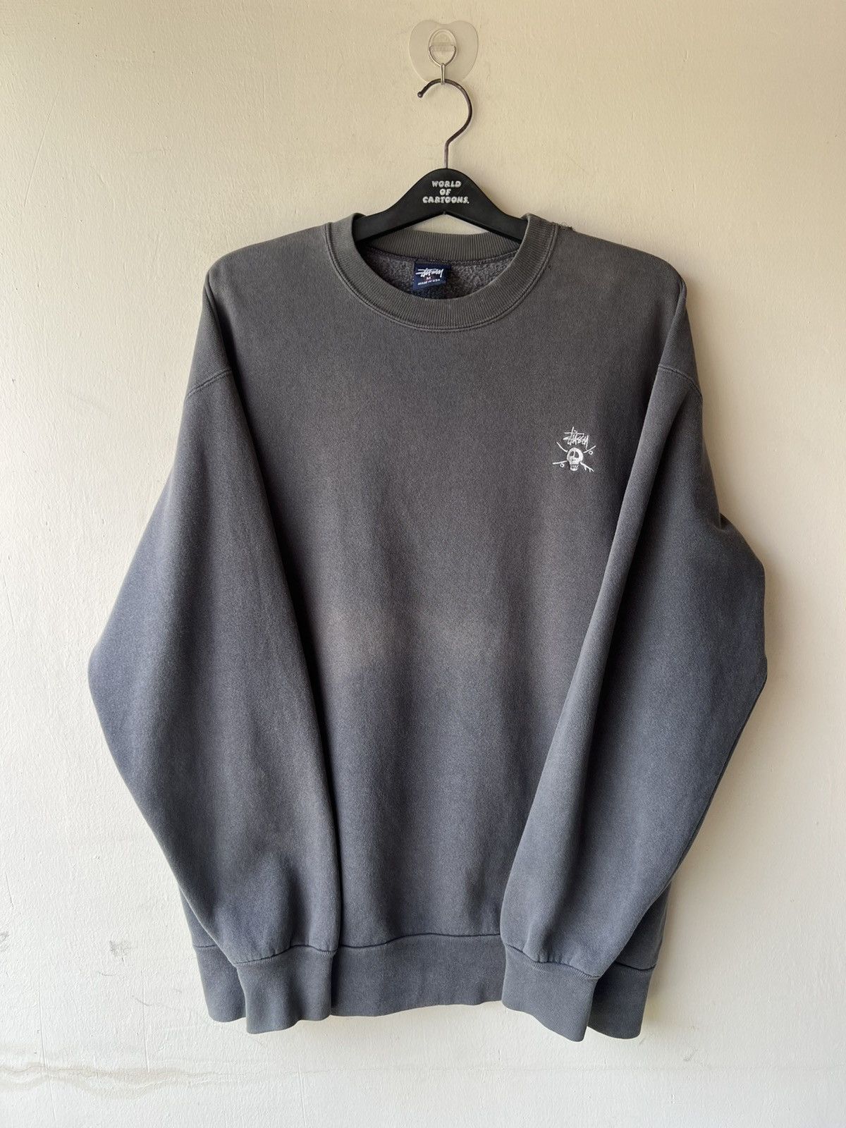 Stussy Vintage 90s Stussy Made in Usa Sun Faded Grey Sweatshirt Size US M / EU 48-50 / 2 - 2 Thumbnail
