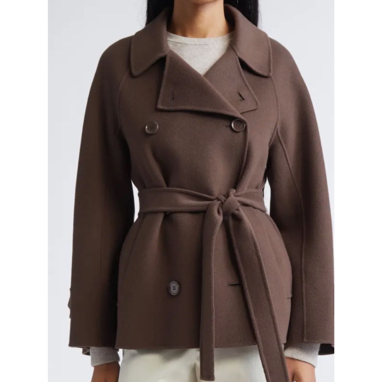 Max Mara MaxMara Louise Short Wool Double Face Coat 8 Brown Tie Peac Size M / US 6-8 / IT 42-44 - 1 Thumbnail
