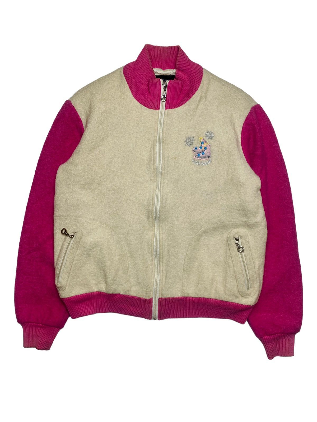 Angel Blue 1980s Green Italy - Embroidery Snow Wool Jacket Size M / US 6-8 / IT 42-44 - 2 Thumbnail