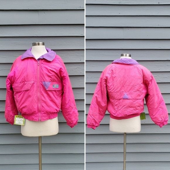 image of Vintage 90's Y2K Neon Barbie Pink Puffer Ski Snow Winter Coat, Women's (Size Small)