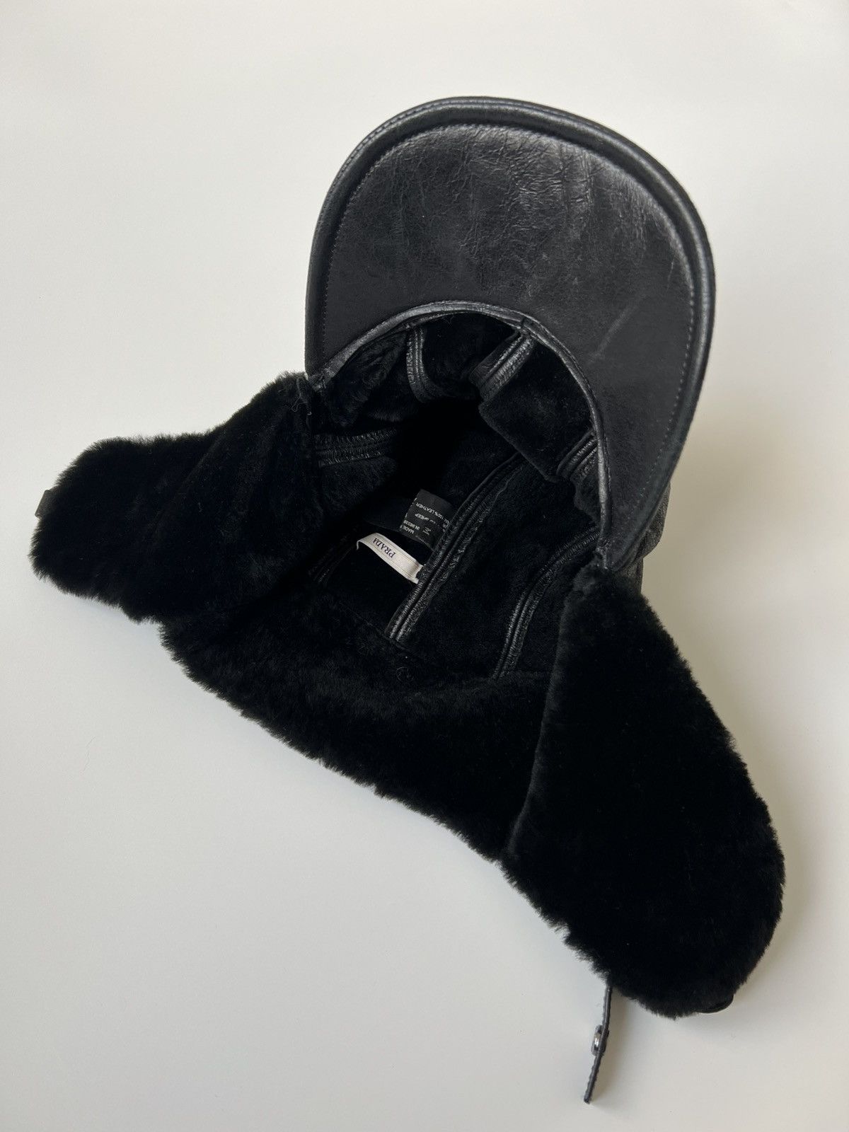 Prada Prada Leather Fur Shearling Hat Size ONE SIZE - 6 Thumbnail