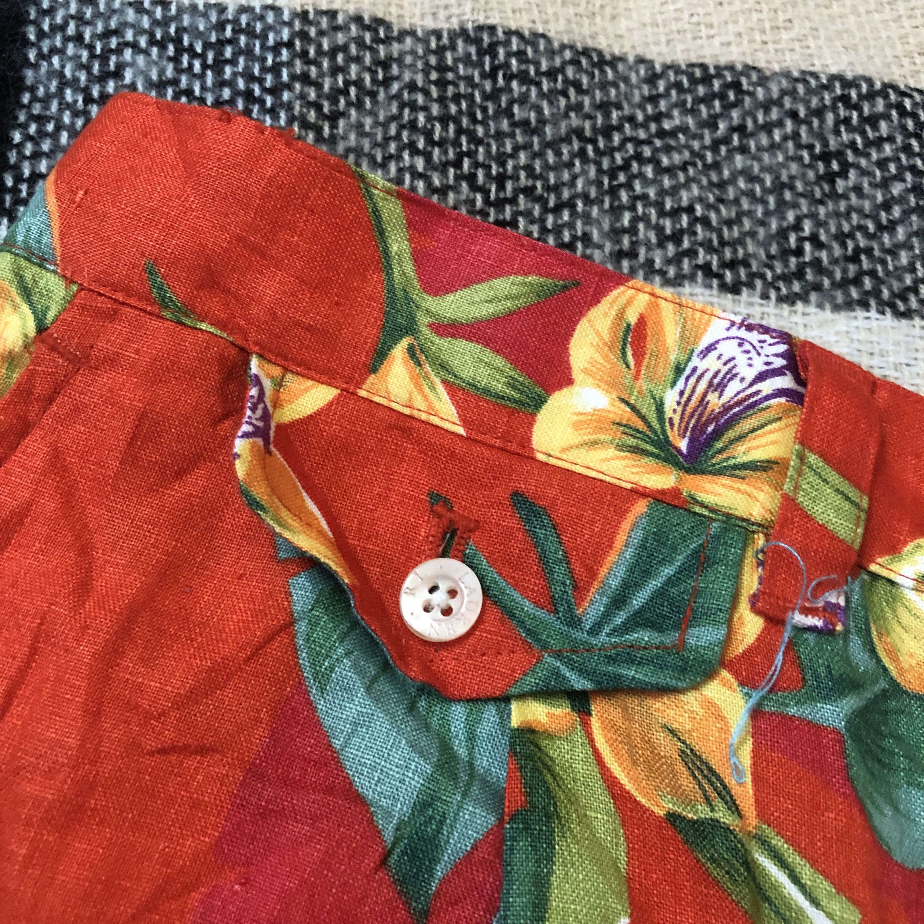 Lauren Ralph Lauren Lauren RL Polo linen hawaii floral surf orange shorts SZ 16 Size 35" - 4 Thumbnail