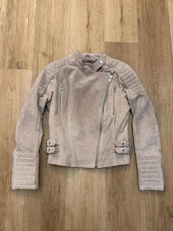 Other Meotine Suede Leather Biker Jacket Beige size L Size L / US 10 / IT 46 - 2 Thumbnail