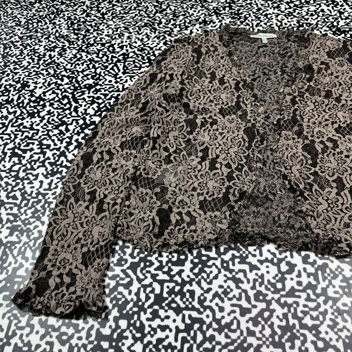 Laura Ashley Vintage Y2K Laura Ashley Floral Mesh Retro Sexy Catdigan Size XL / US 12-14 / IT 48-50 - 11 Thumbnail