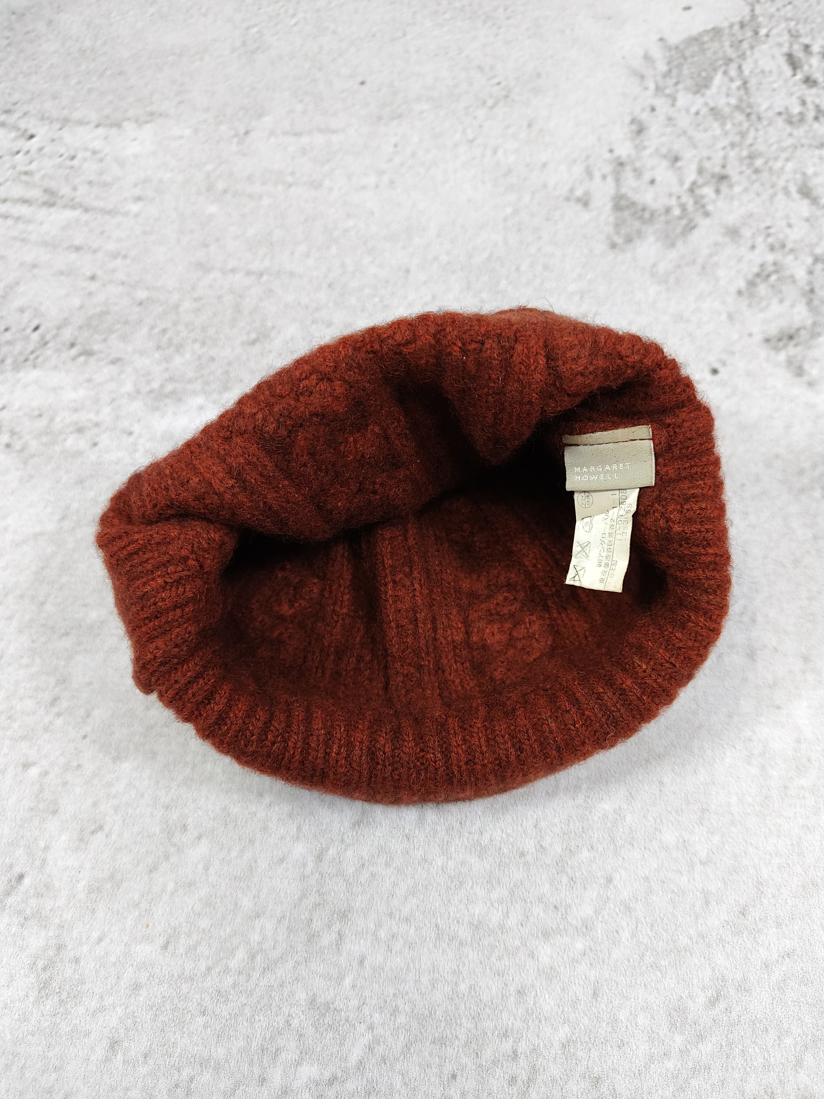 Margaret Howell 2000s Margaret Howell-Wool Rust Orange Cable Knit Beanie Hat Size ONE SIZE - 5 Thumbnail