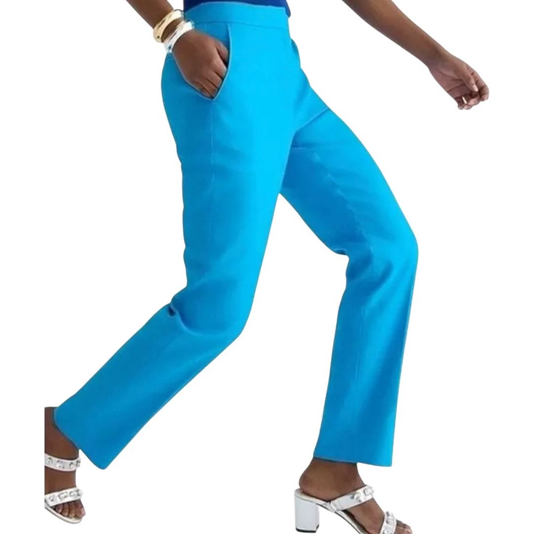 J.Crew J.Crew Kate Straight Trousers Linen Pocket High Waist Blue 4 Size 27" / US 4 / IT 40 - 1 Thumbnail