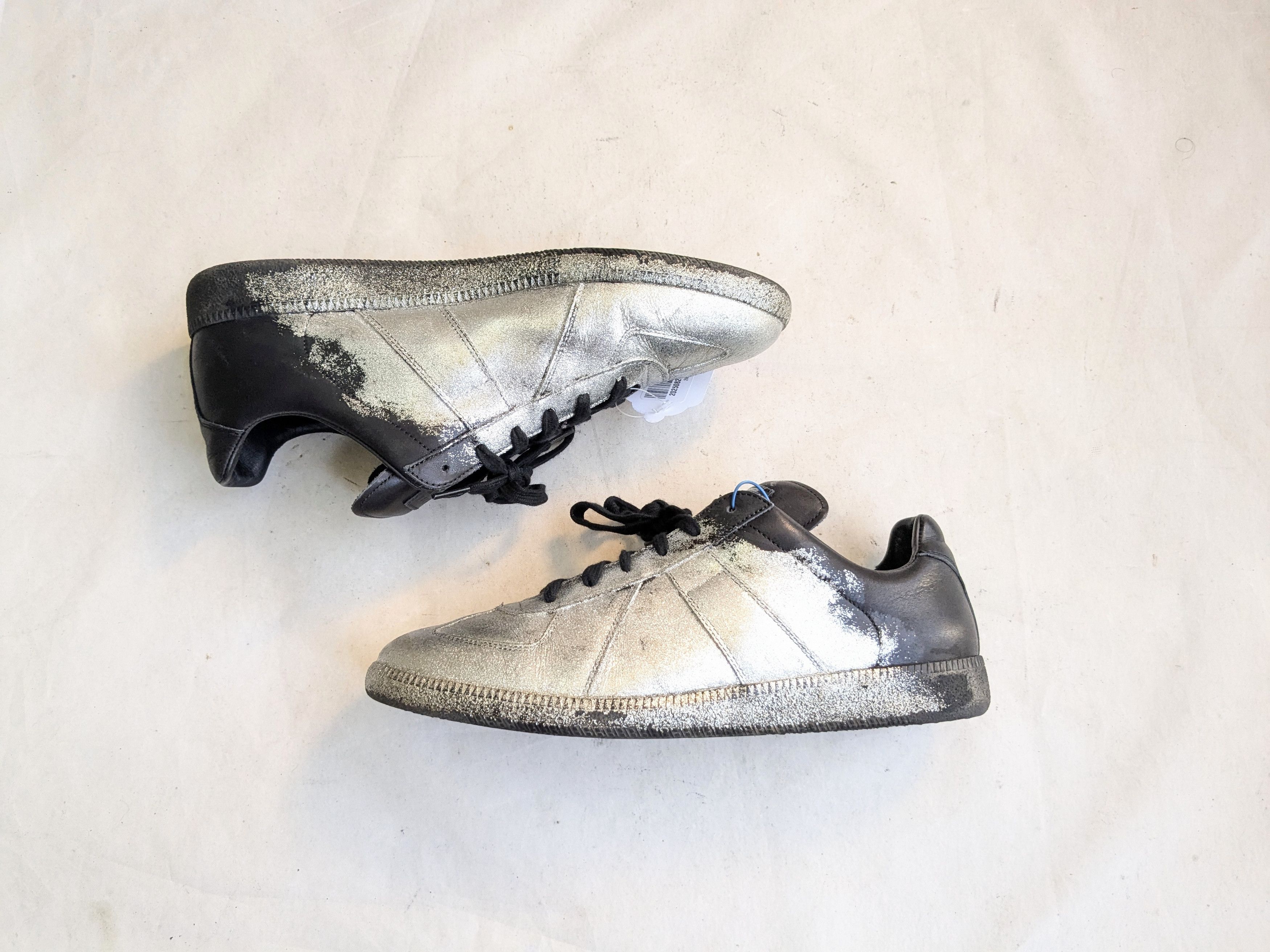 Maison Margiela Maison Margiela GAT Replica Black Silver 12 45 Low Leather Size US 12 / EU 45 - 2 Thumbnail