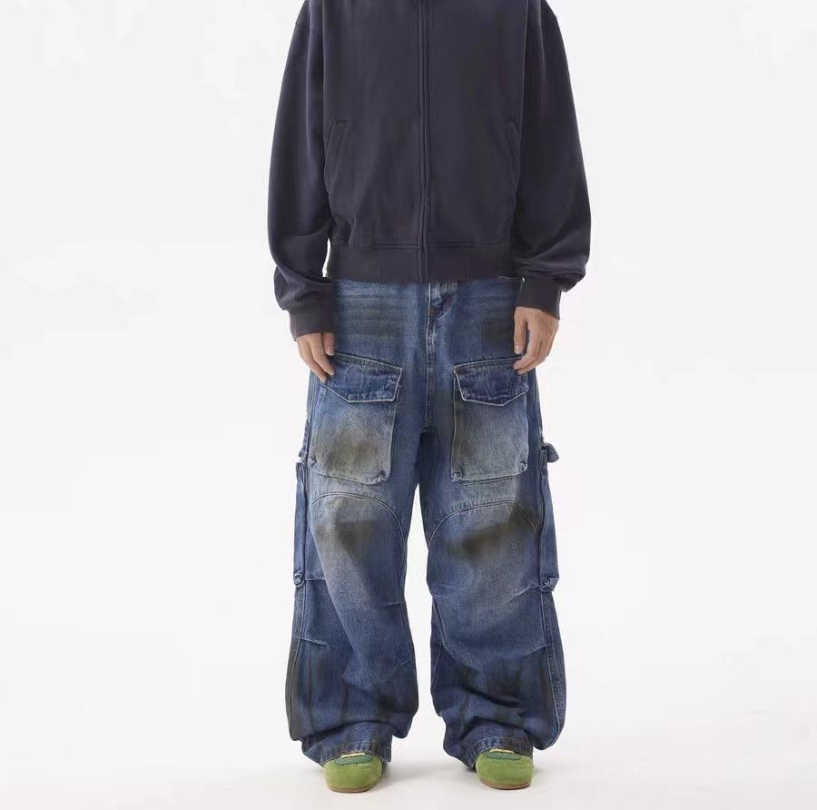 Designer × Japanese Brand × Vintage Vintage Street Multi-Pocket Washed and Aged Loose Jeans Size US 30 / EU 46 - 2 Thumbnail
