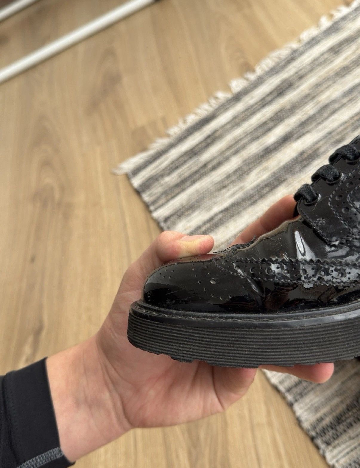 Prada PRADA Patent Leather Laceup Oxford Black Classic Shoes WMNS Size US 7 / IT 37 - 12 Thumbnail