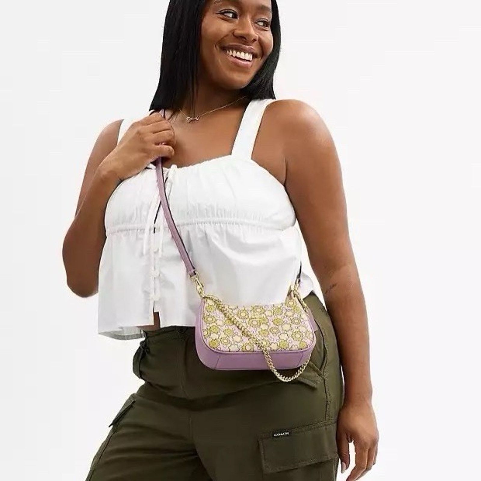 Coach NWT Coach Teri Mini Crossbody Bag Floral Print CBG64 Lilac Size ONE SIZE - 10 Thumbnail