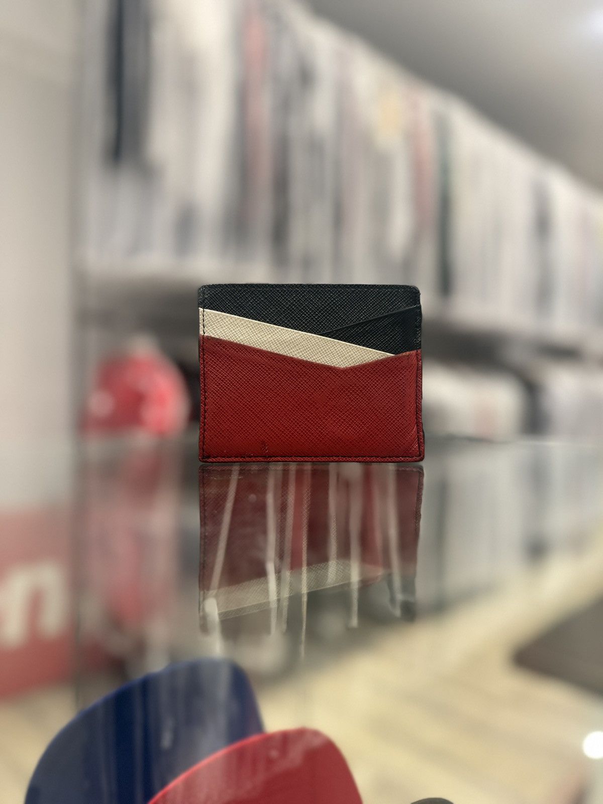 Prada Prada Saffiano Leather Contrast Logo Cardholder Size ONE SIZE - 3 Thumbnail