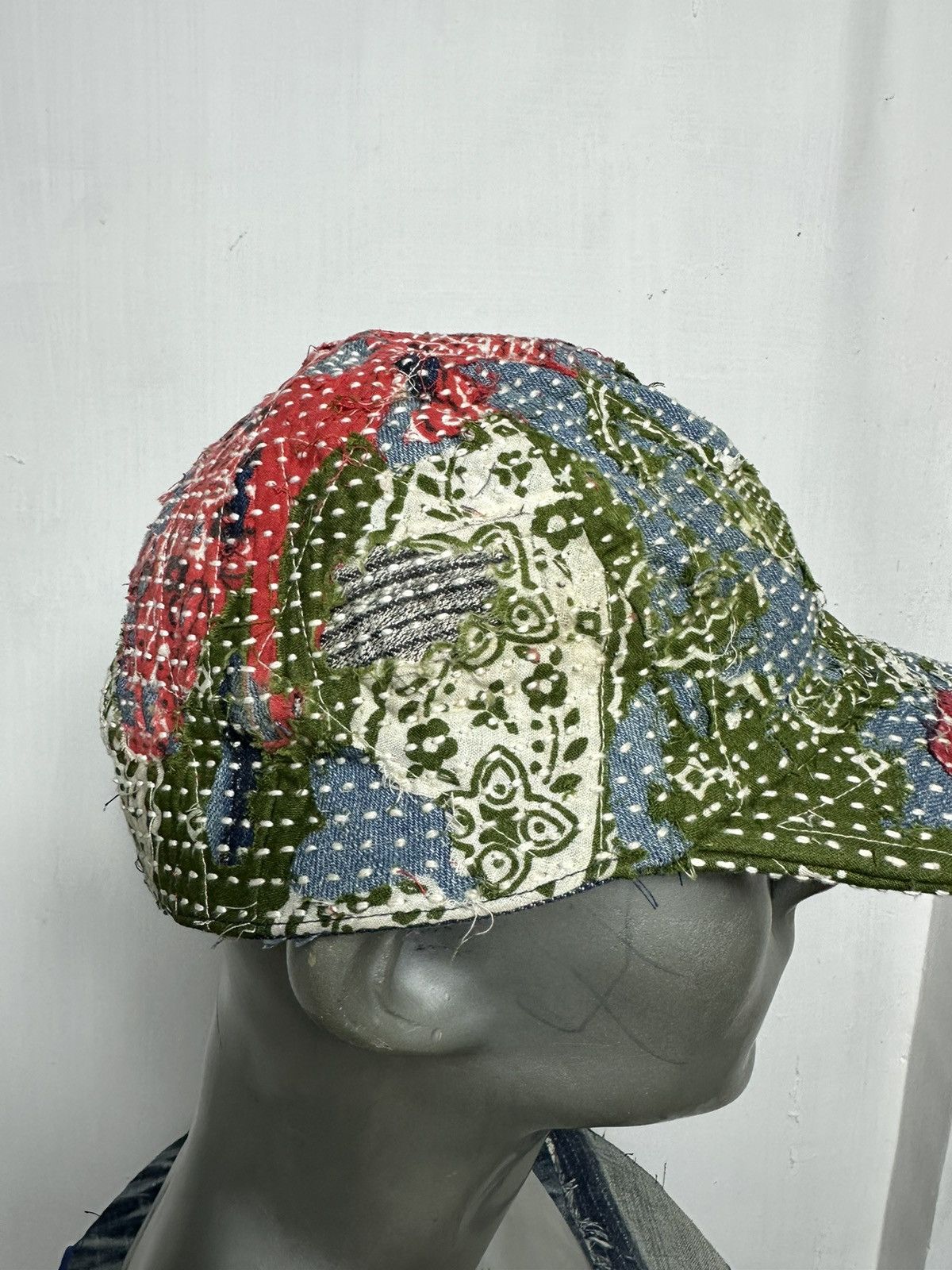 Handmade Custom Made Distressed Paisley Patchwork Boro hats Size ONE SIZE - 6 Thumbnail