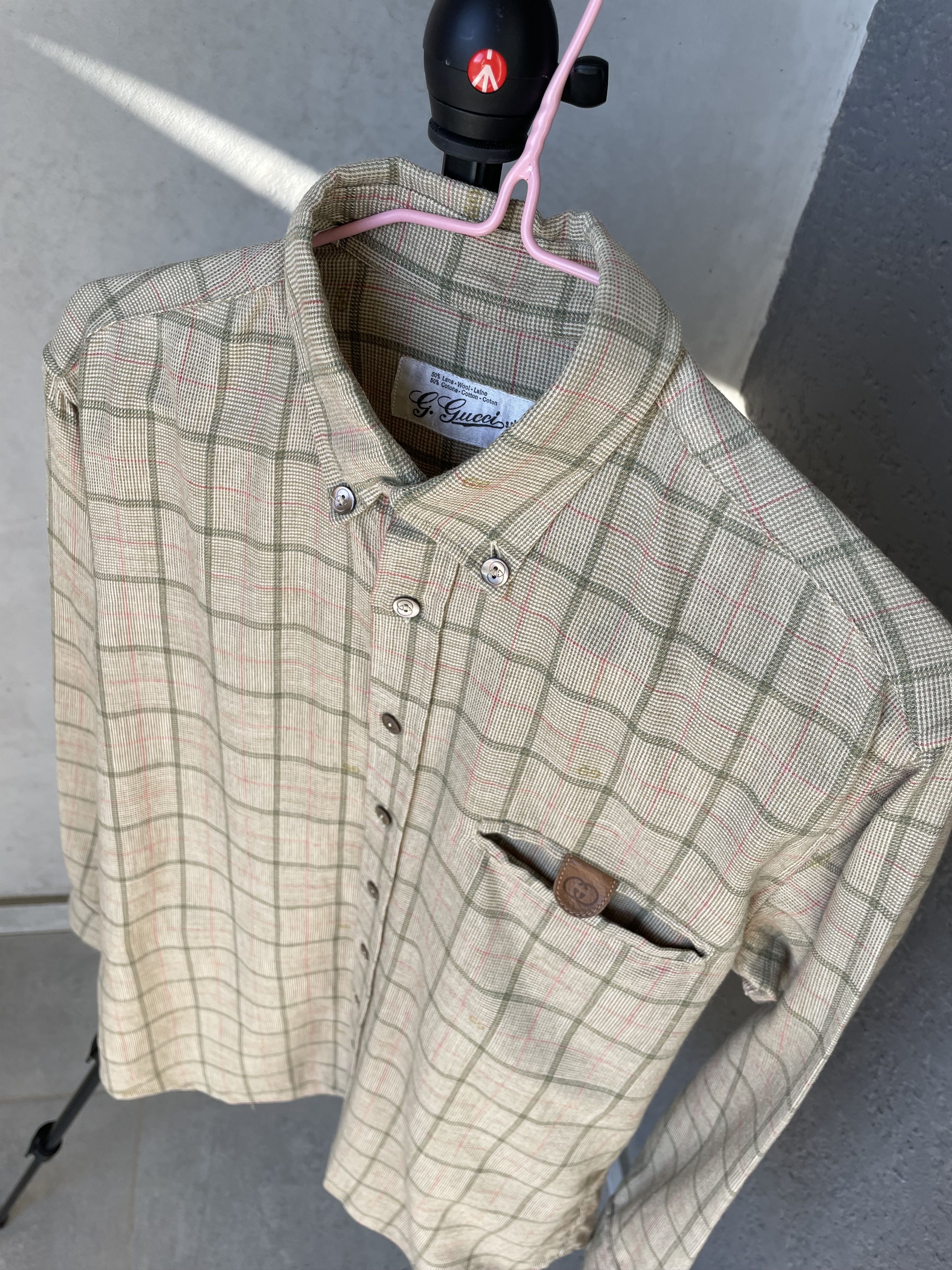 Gucci × Tom Ford × Vintage Gucci Shirt Check Monogram Vintage Men 1970s Size US S / EU 44-46 / 1 - 2 Thumbnail