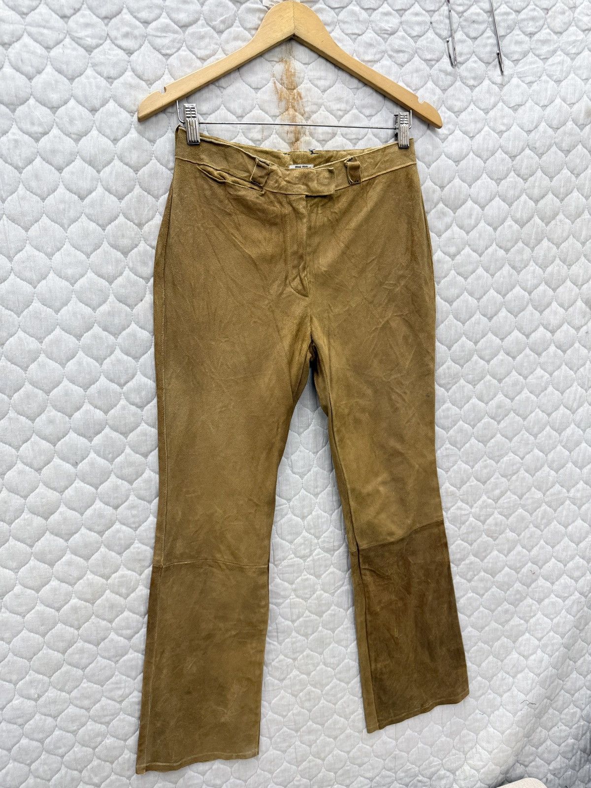 Miu Miu 🔥🔥🔥ARCHIVE MIU MIU SUEDE LEATHER PANTS Size 26" / US 2 / IT 38 - 2 Thumbnail