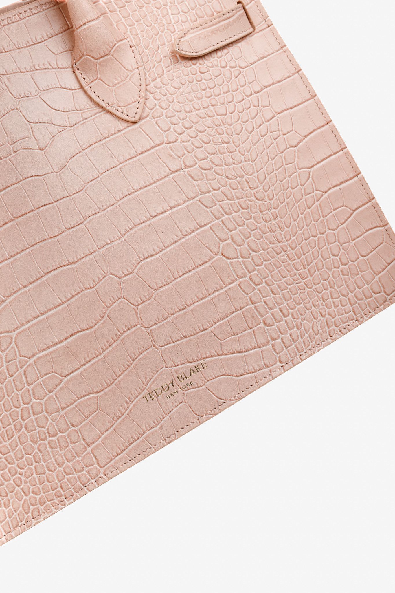 Designer Teddy Blake Kate Croco 12" Nude Pink Leather Tote Size ONE SIZE - 8 Thumbnail