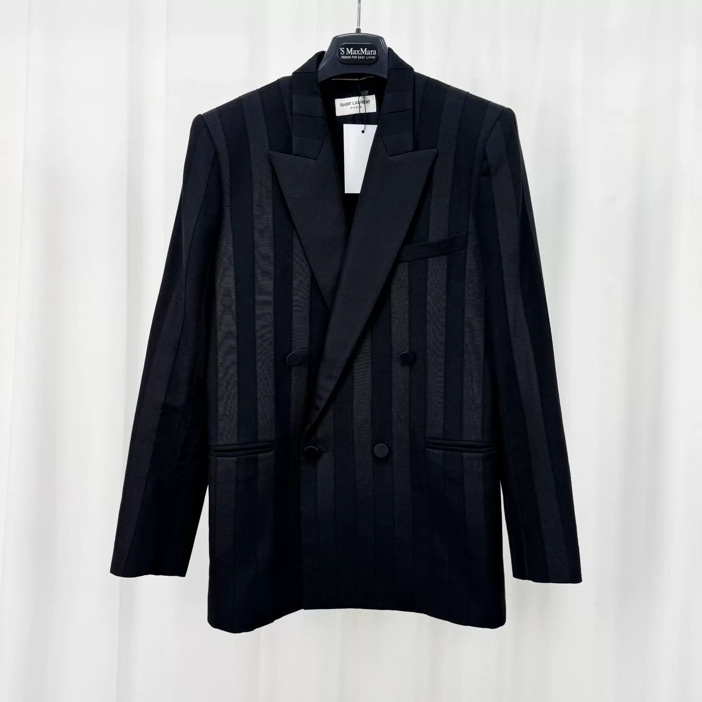 Saint Laurent Paris black striped smoking jacket by Saint Laurent Size US M / EU 48-50 / 2 - 1 Thumbnail