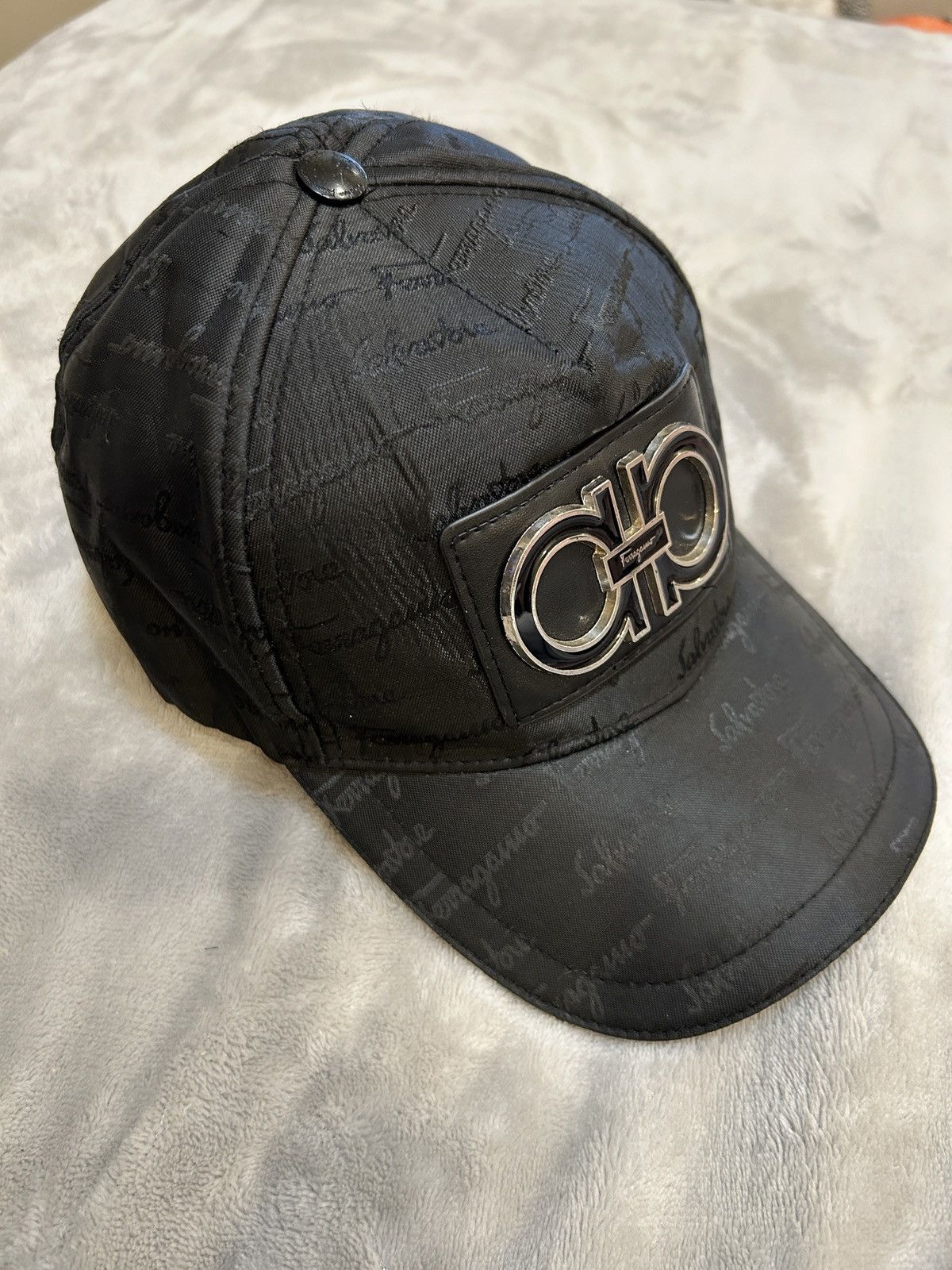 image of Salvatore Ferragamo Ferragamo Logo Hat - Black, Men's