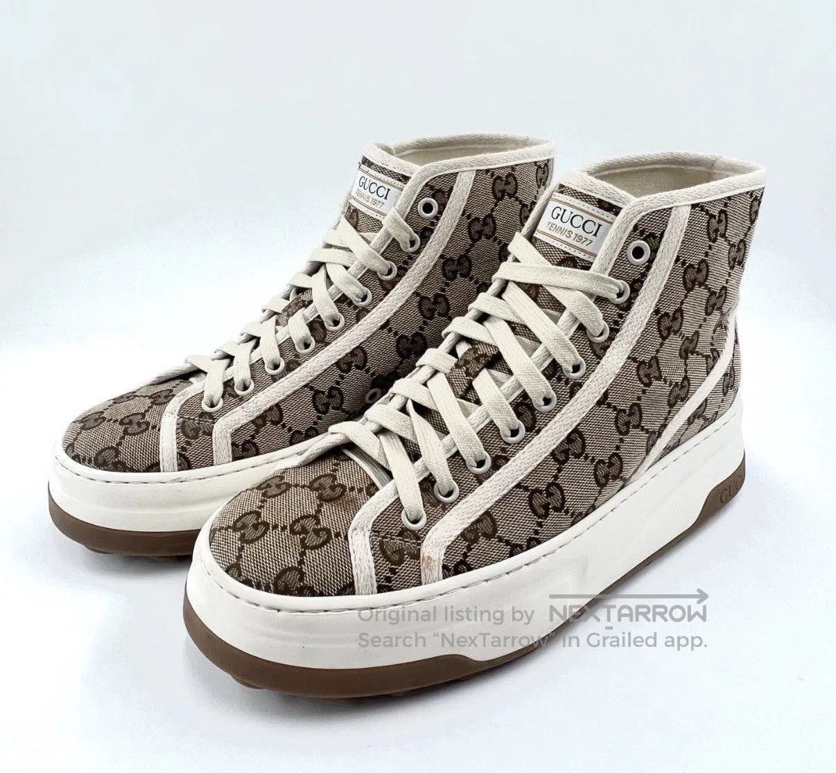 Gucci Beige High-Top Sneakers Size 7.5. Size US 7.5 / EU 40-41 - 1 Thumbnail