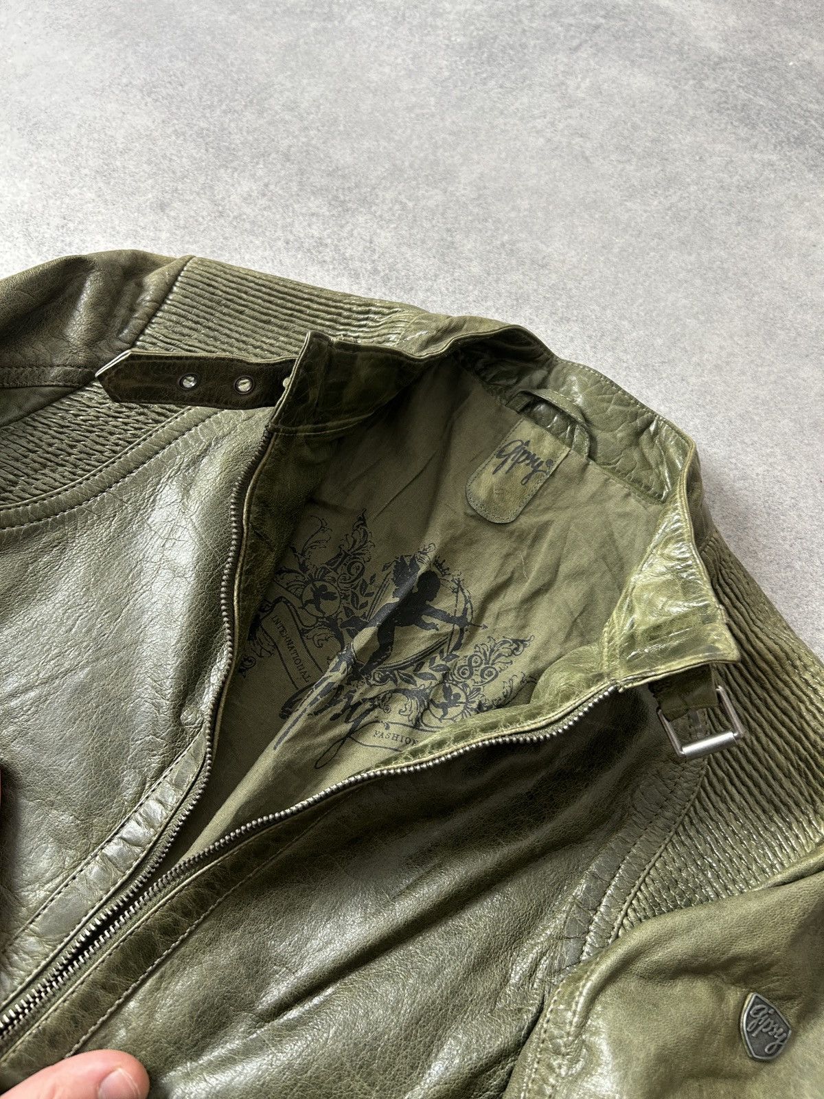 Gypsy Gypsy green washed women’s biker leather jacket Size M / US 6-8 / IT 42-44 - 6 Thumbnail