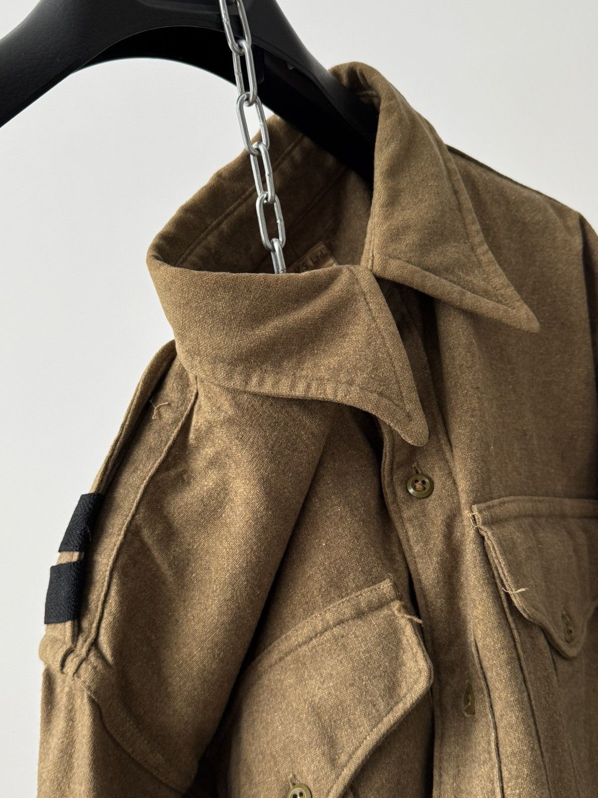 Vintage 1951 Dated Vintage British Army Wool Khaki Shirt Size US M / EU 48-50 / 2 - 8 Thumbnail