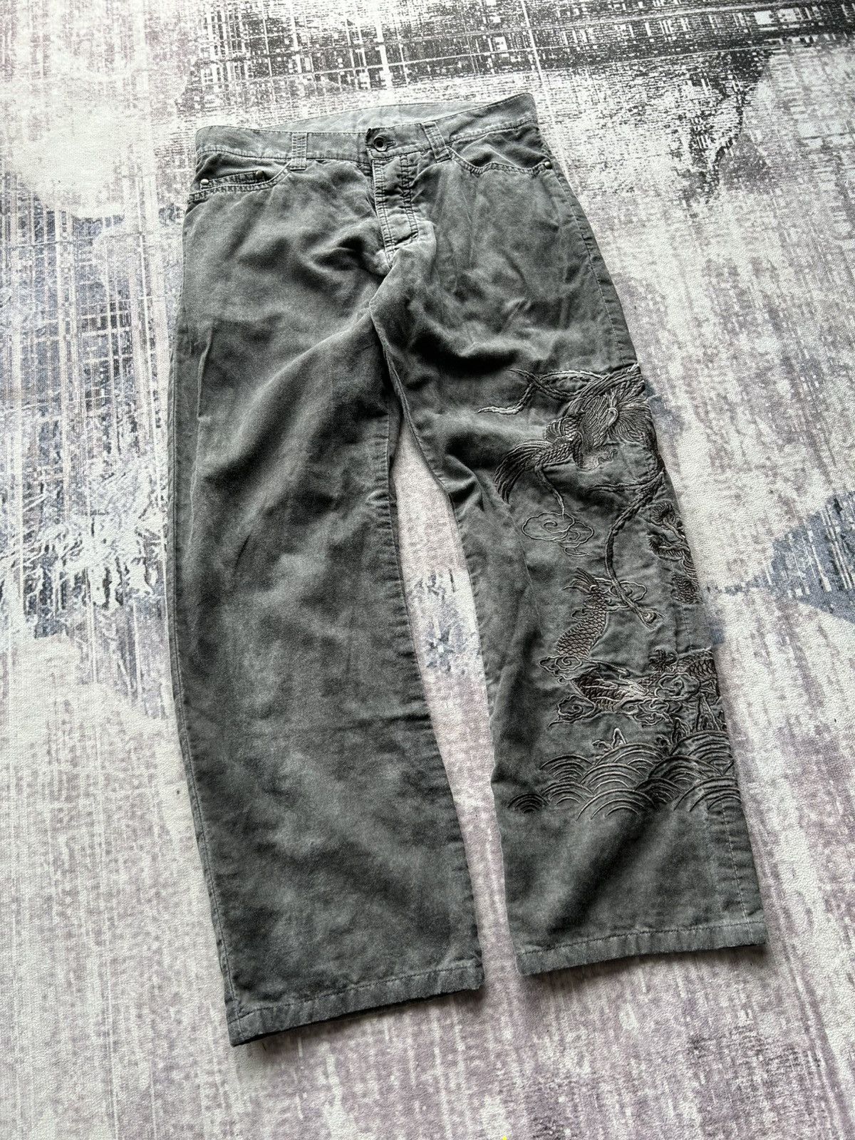 5351 POUR LES HOMMES 5351 Pour Hommes Embroidery Dragon Pants Size US 30 / EU 46 - 3 Thumbnail