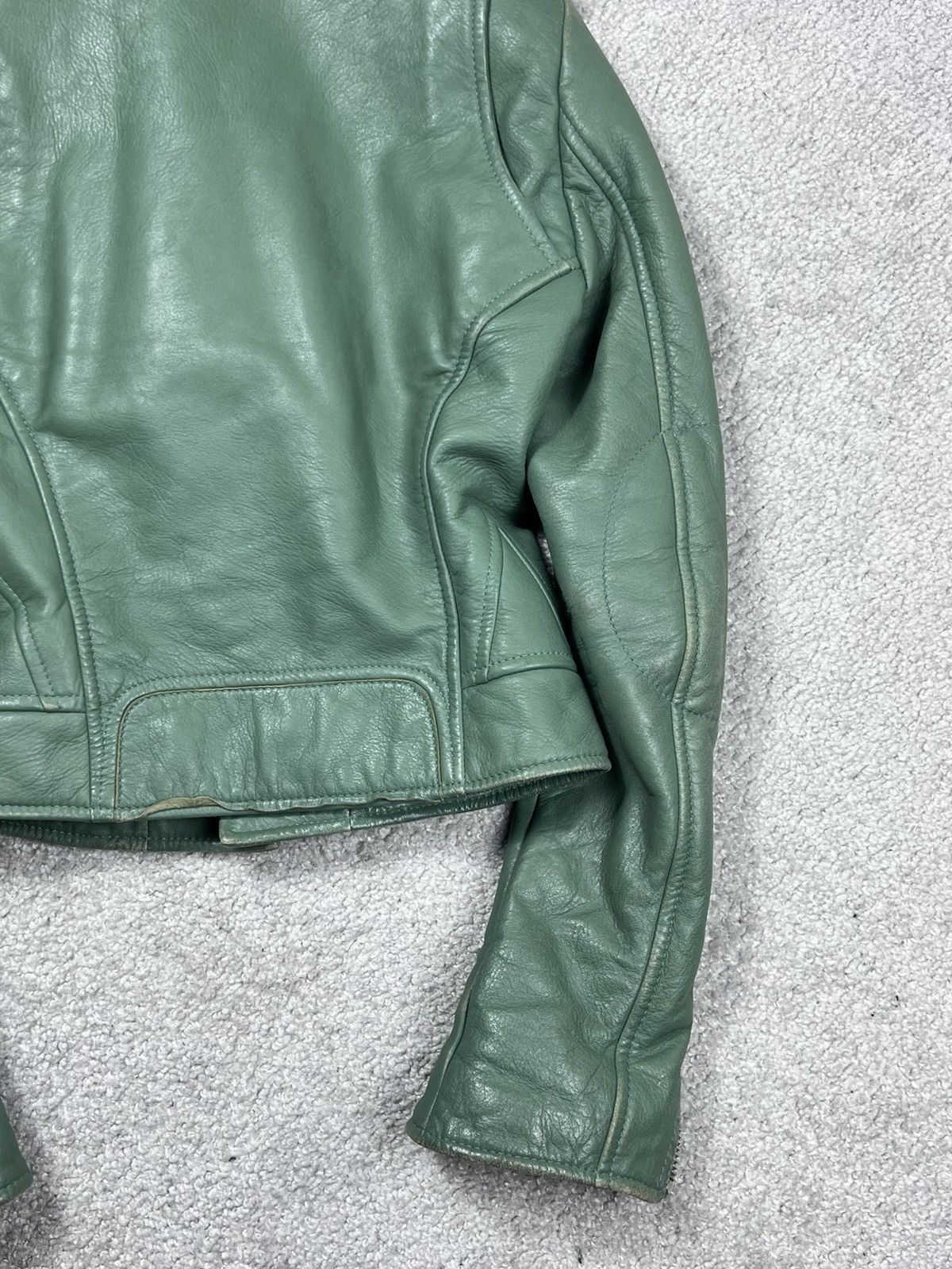 Balenciaga Balenciaga Green Leather Biker Jacket Size XS / US 0-2 / IT 36-38 - 12 Thumbnail