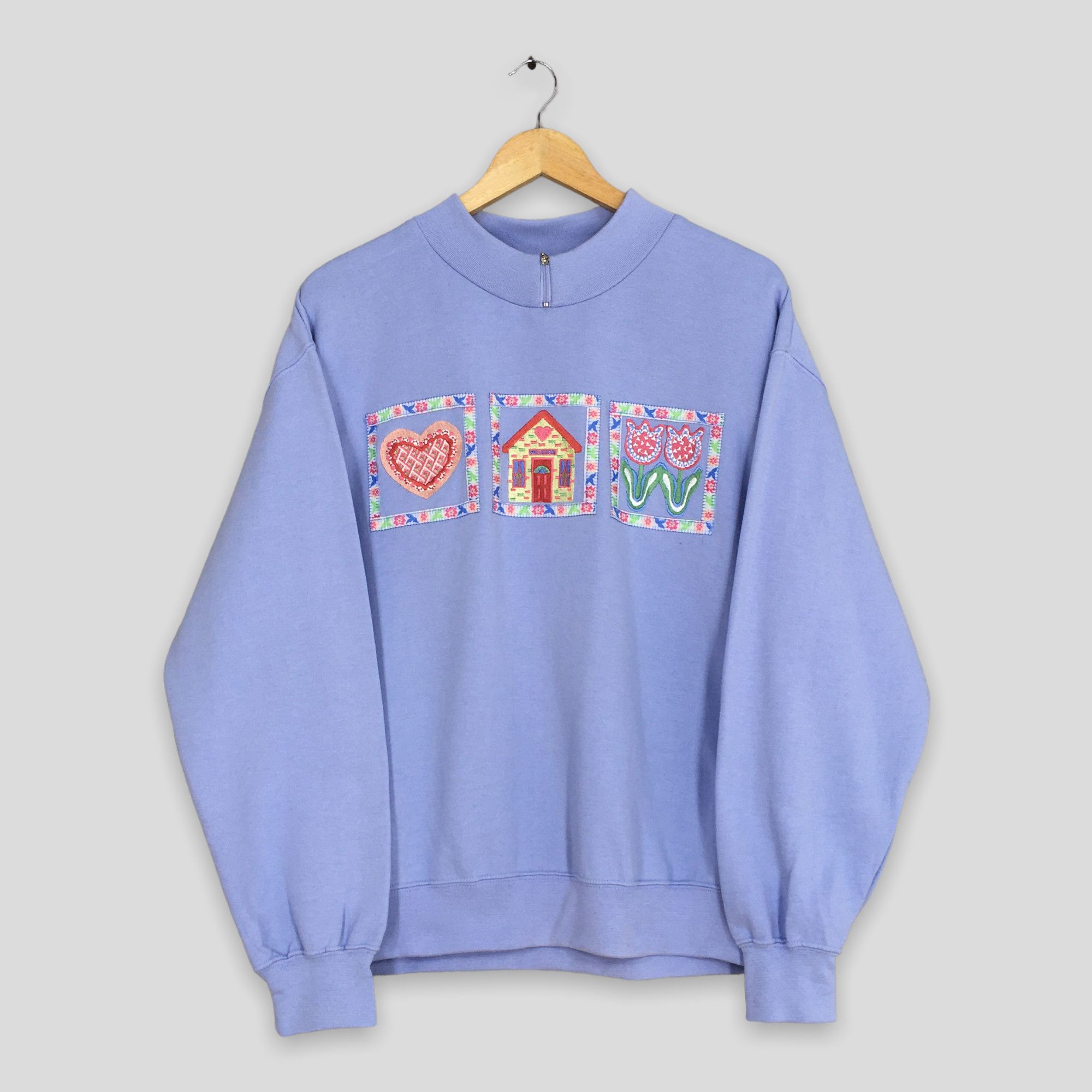 Stitch's Jeans 90s Top Stitch Flower House Love Purple Sweatshirt XLarge Size US XL / EU 56 / 4 - 1 Thumbnail