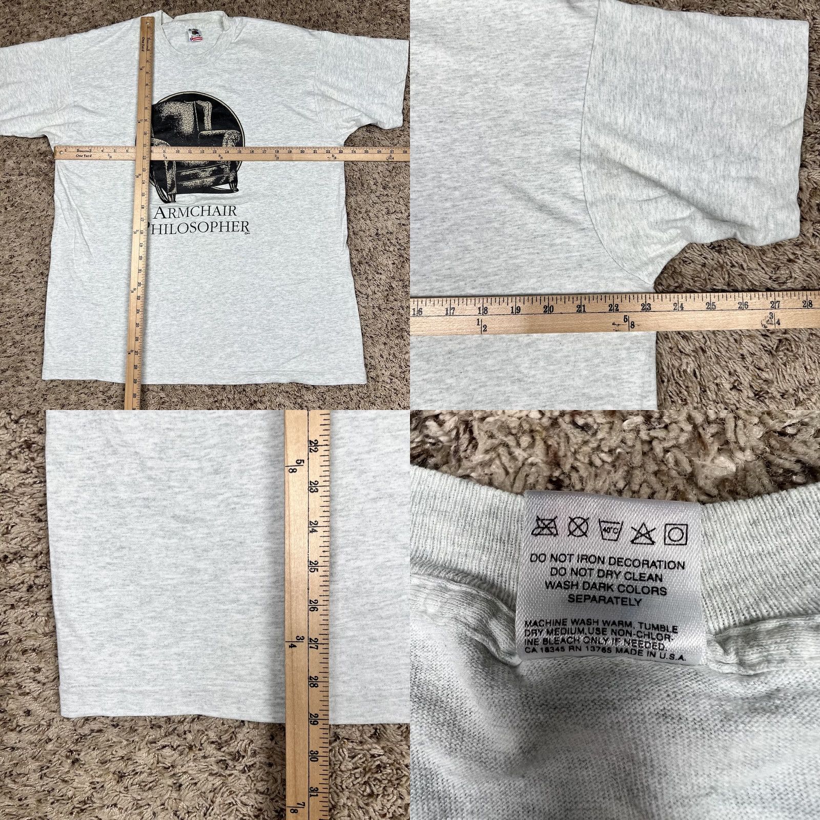 Fruit Of The Loom VINTAGE 90s Graphic Tee T-Shirt Armchair Philosopher XL Made USA Nike Size US XL / EU 56 / 4 - 8 Thumbnail