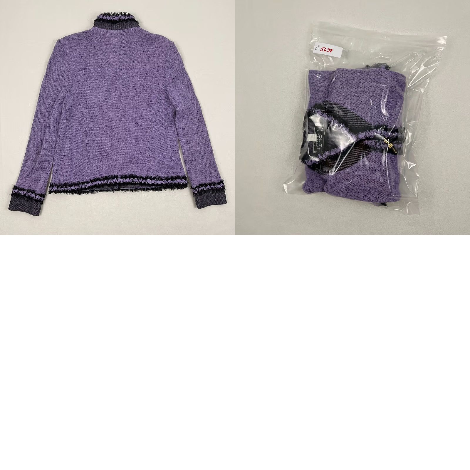 Vintage VINTAGE St John Blazer Womens Size 10 Purple Wool Boucle Knit Zip Fringe Academia Prep 90s Womens Size L / US 10 / IT 46 - 9 Thumbnail