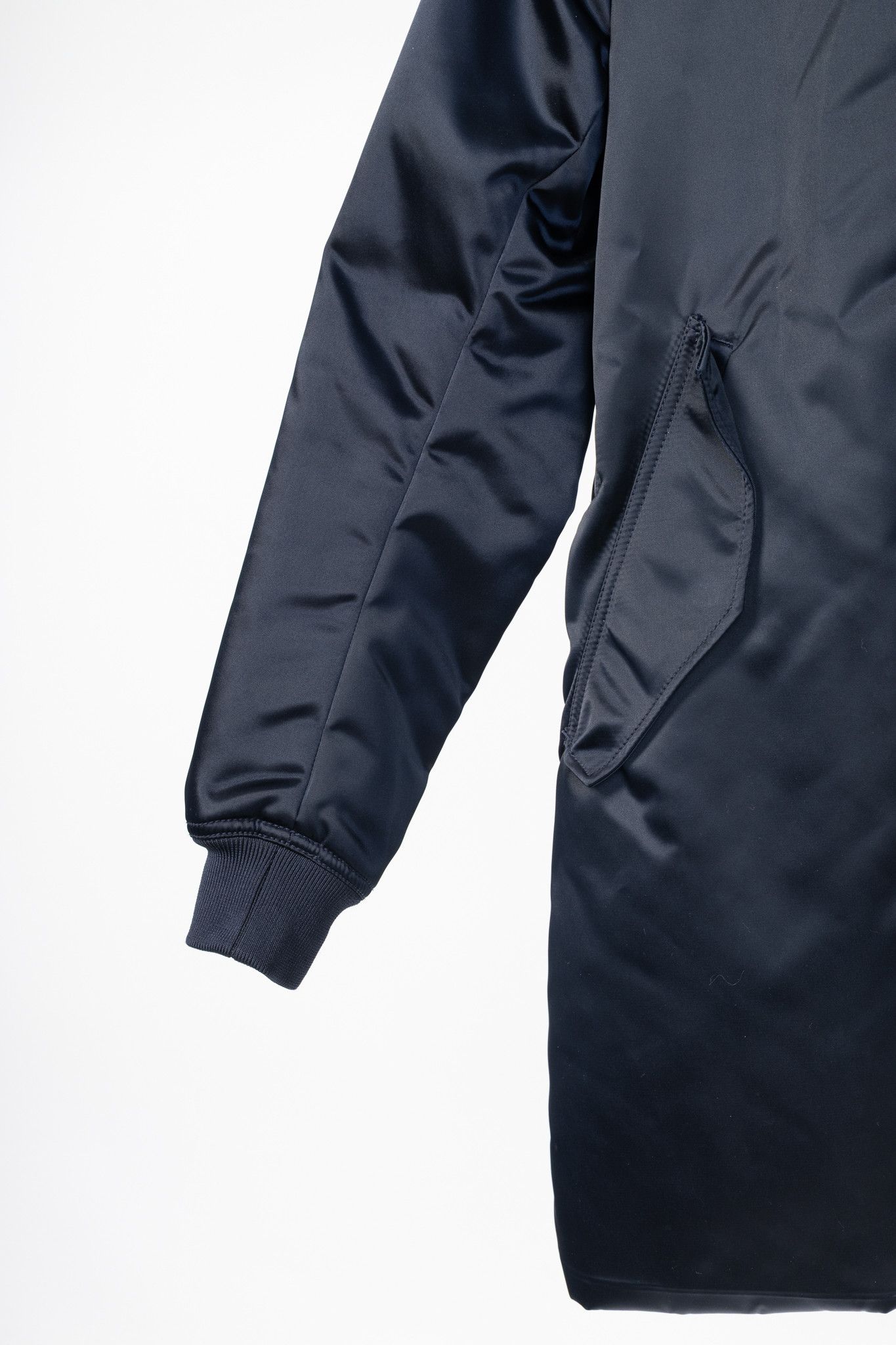 Acne Studios Acne Studios Aude Navy Nylon Long Bomber Jacket Size XS / US 0-2 / IT 36-38 - 7 Thumbnail