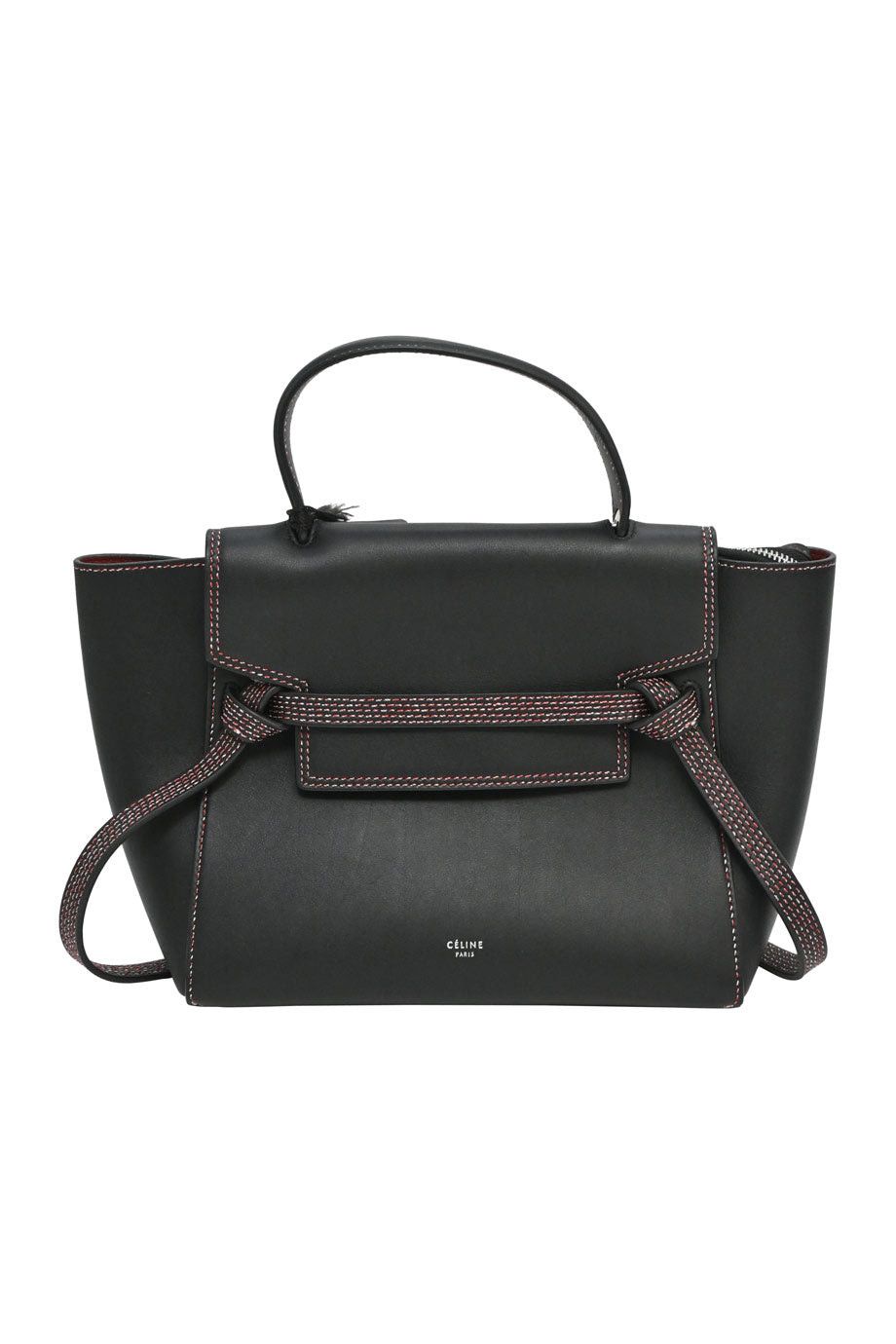 image of Celine Black Smooth Calfskin Micro Stitch Belt Bag, Women's